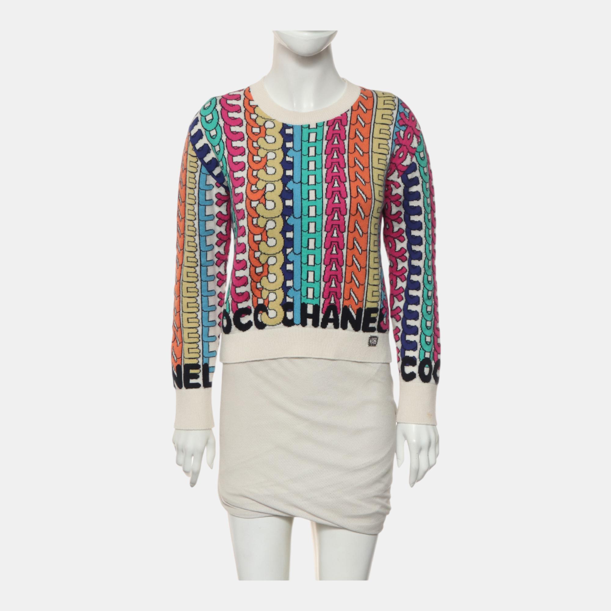 Chanel Logo Knitted Cashmere Sweater 