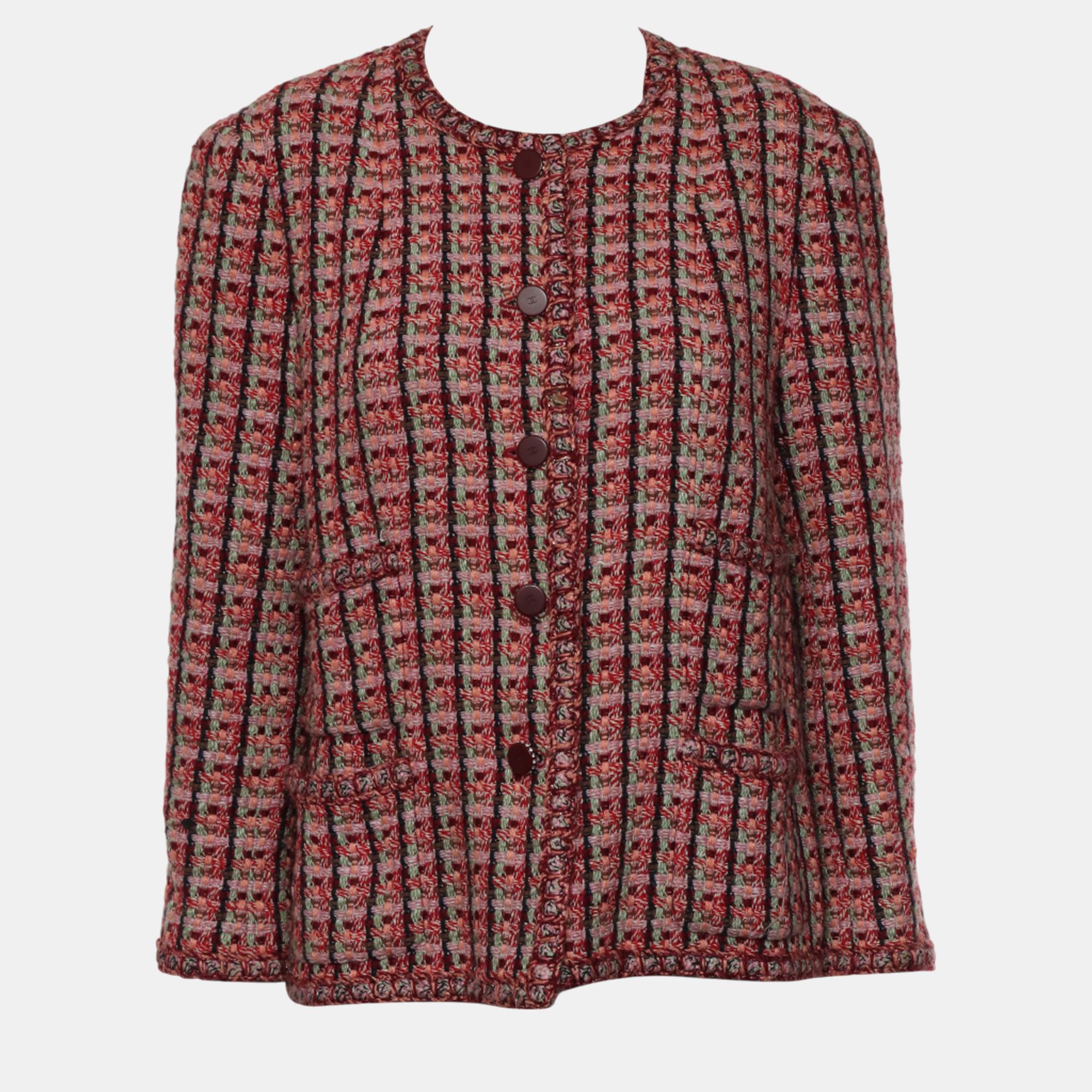 Pre-owned Chanel 02p Vintage Tweed Blazer In Red