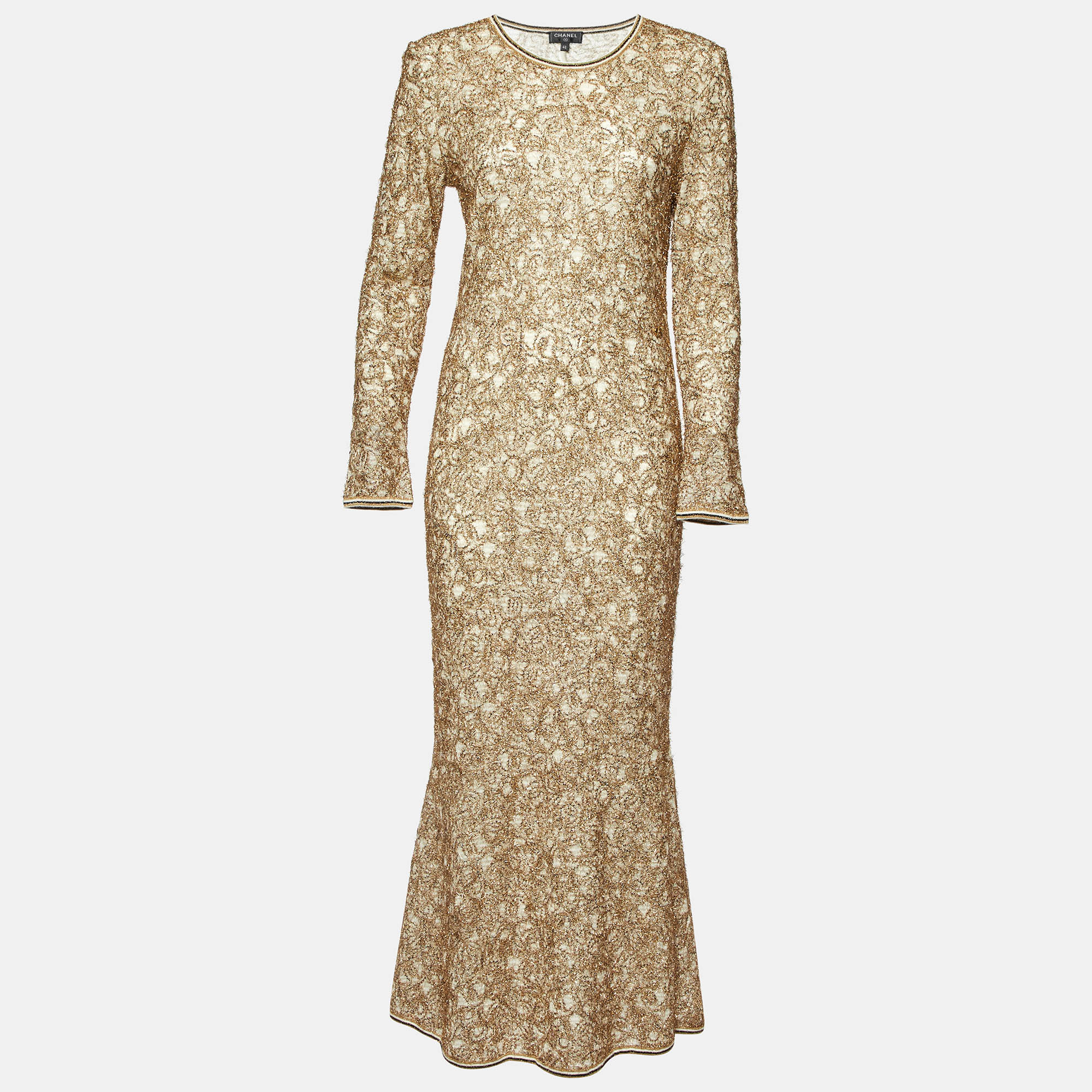 

Chanel Gold Lurex Knit Full Sleeve Maxi Dress L