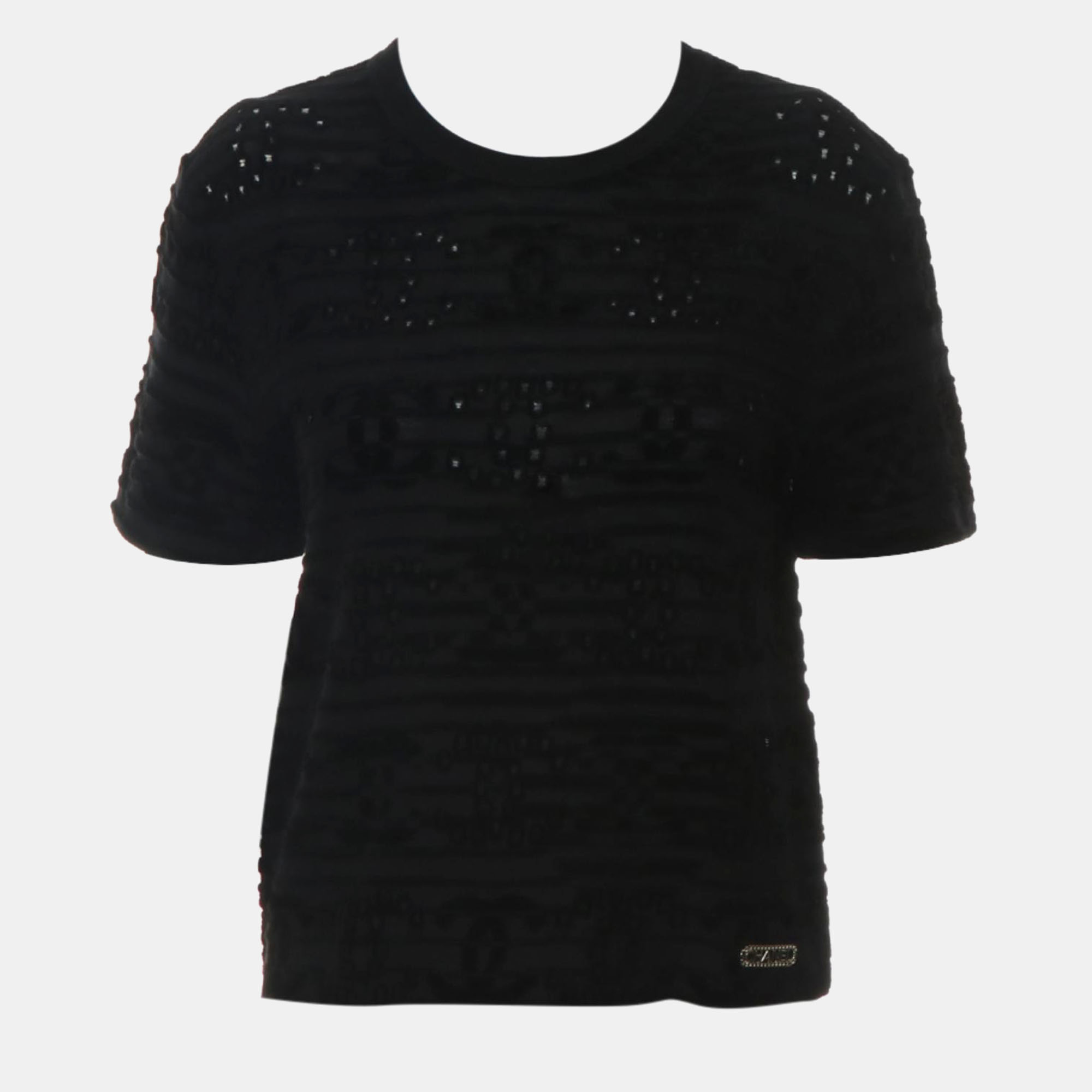 

Chanel Black Cotton, Acetate Logo Top