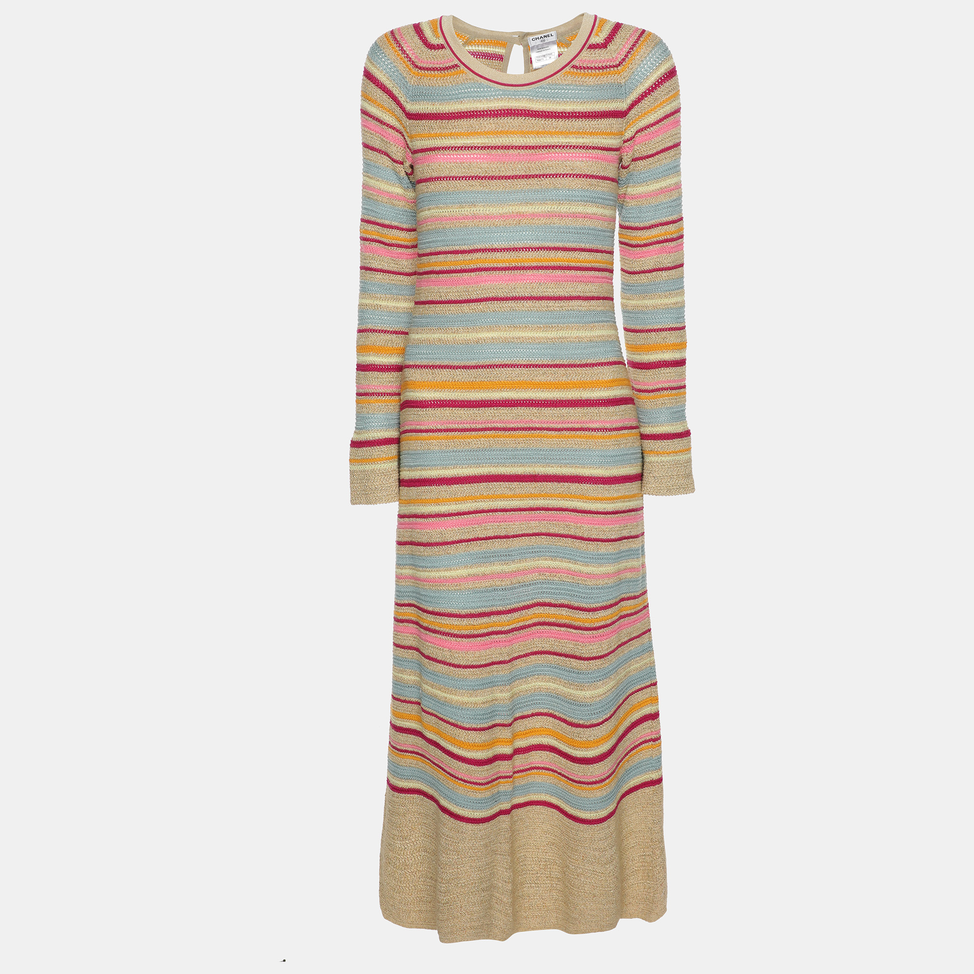 

Chanel Multicolor Lurex Striped Knit Long Sleeve Dress M