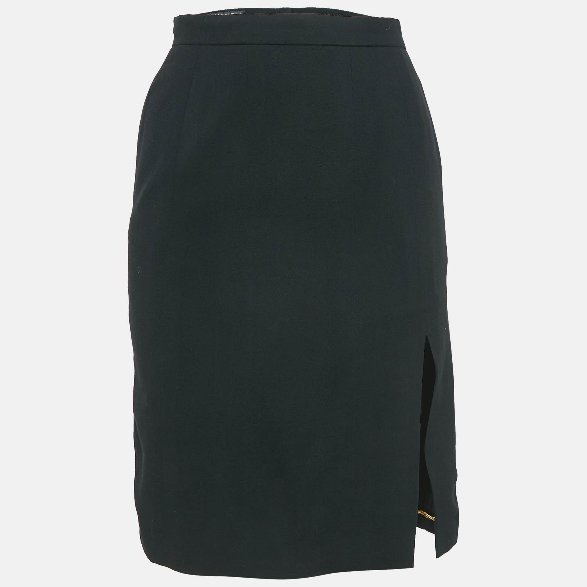 

Chanel Black Wool Pencil Skirt S