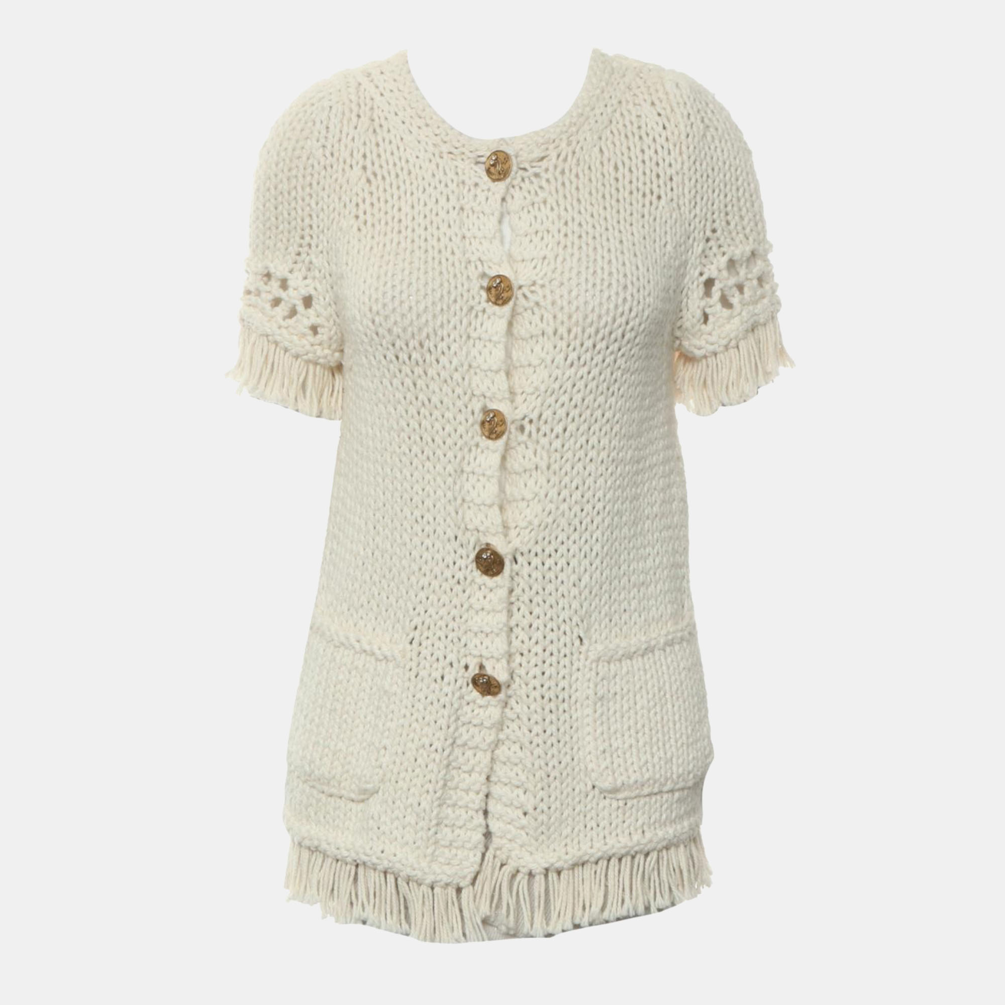 

Chanel Wool Cardigan Dress, White