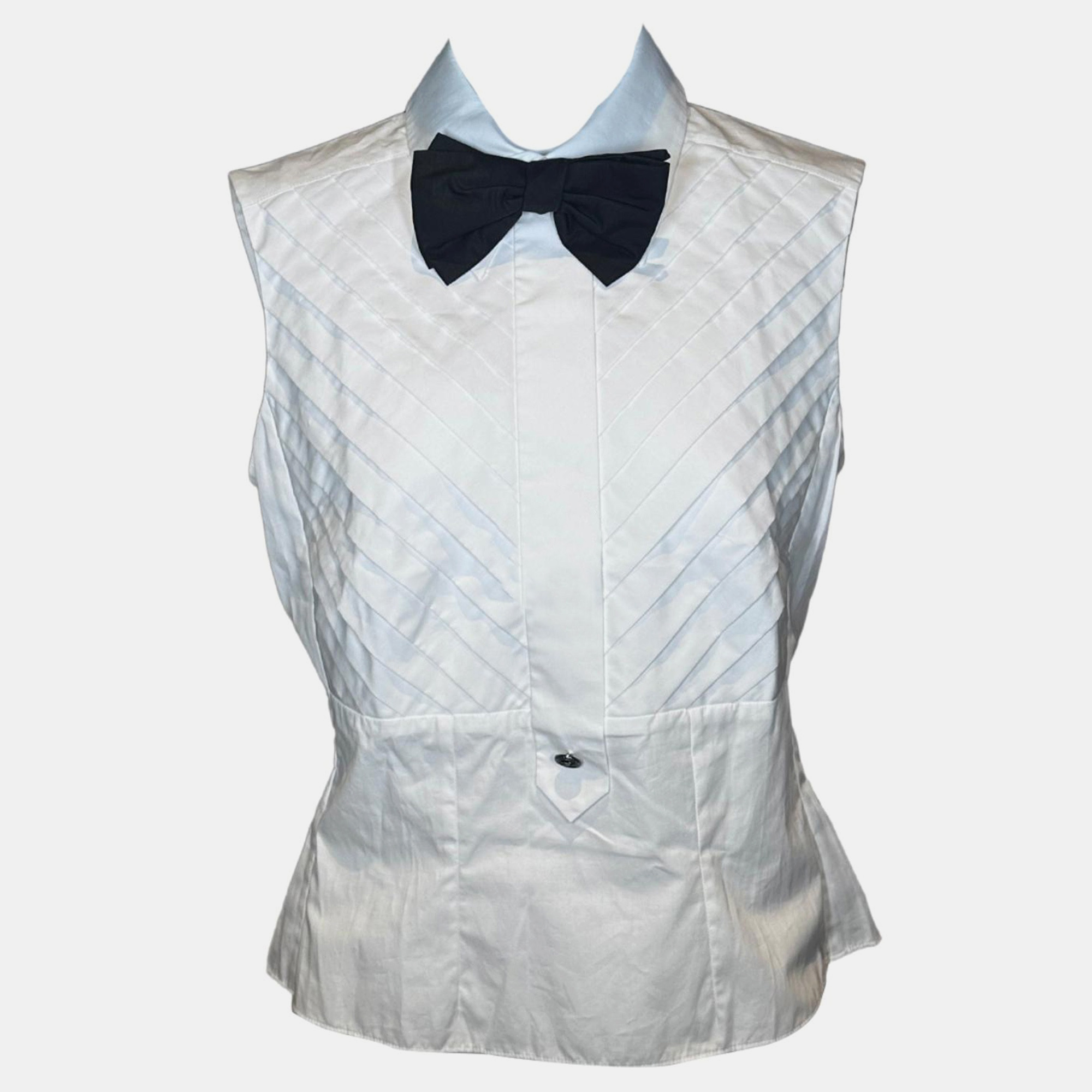 

Chanel 07P White Vest with Bow Tie FR 40