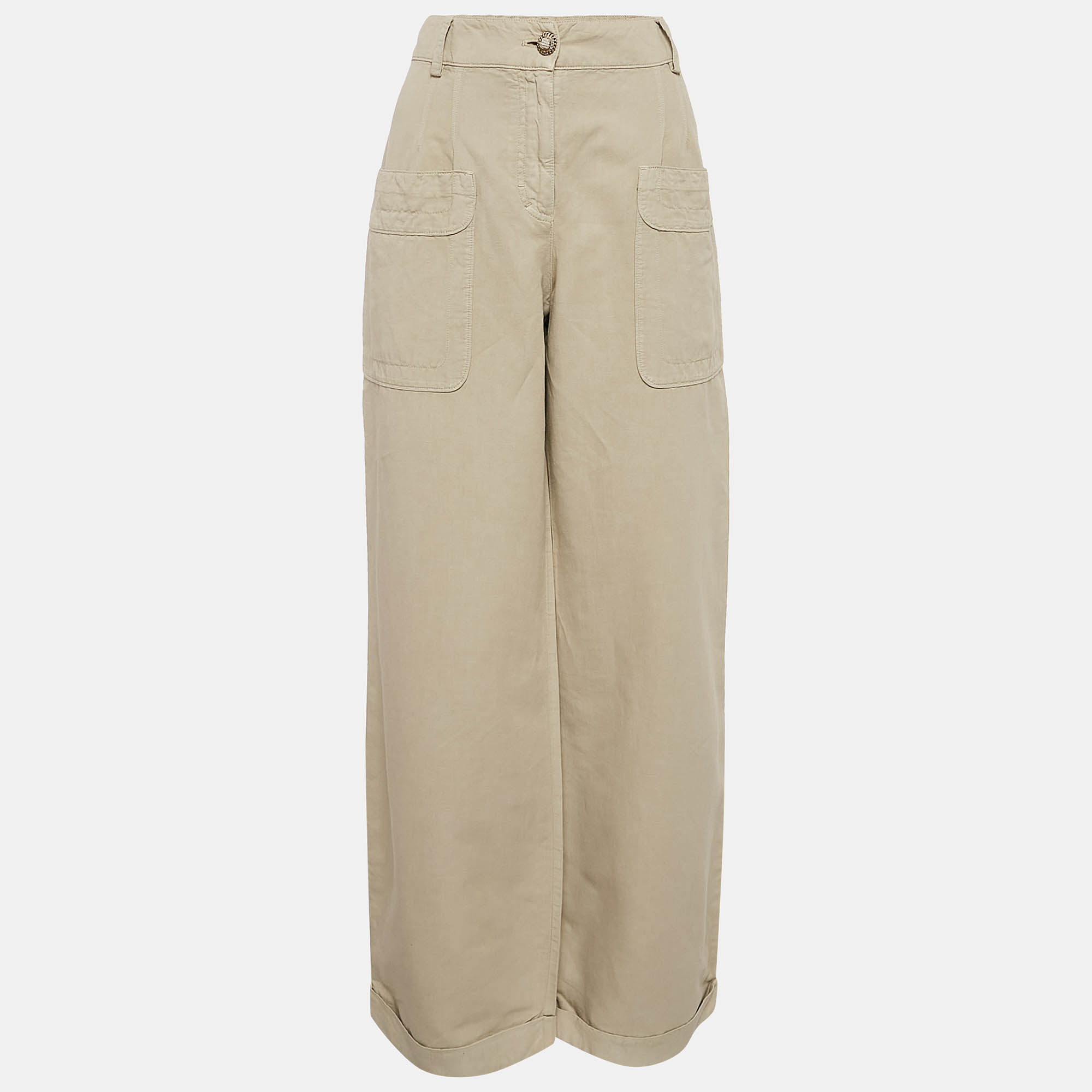 

Chanel Beige Linen Blend Straight Leg Pants M