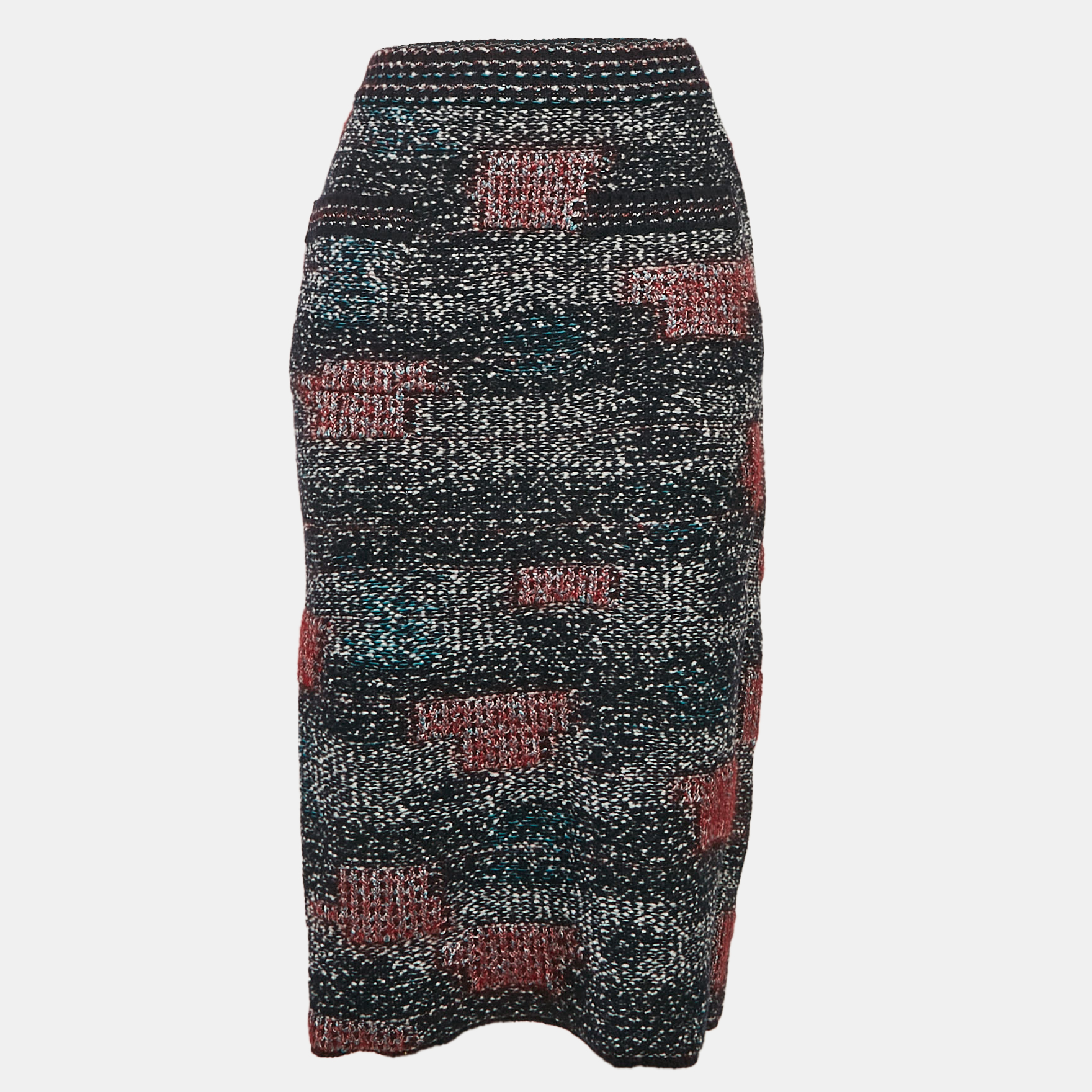 

Chanel Multicolor Patterned Wool Blend Knit Midi Skirt M