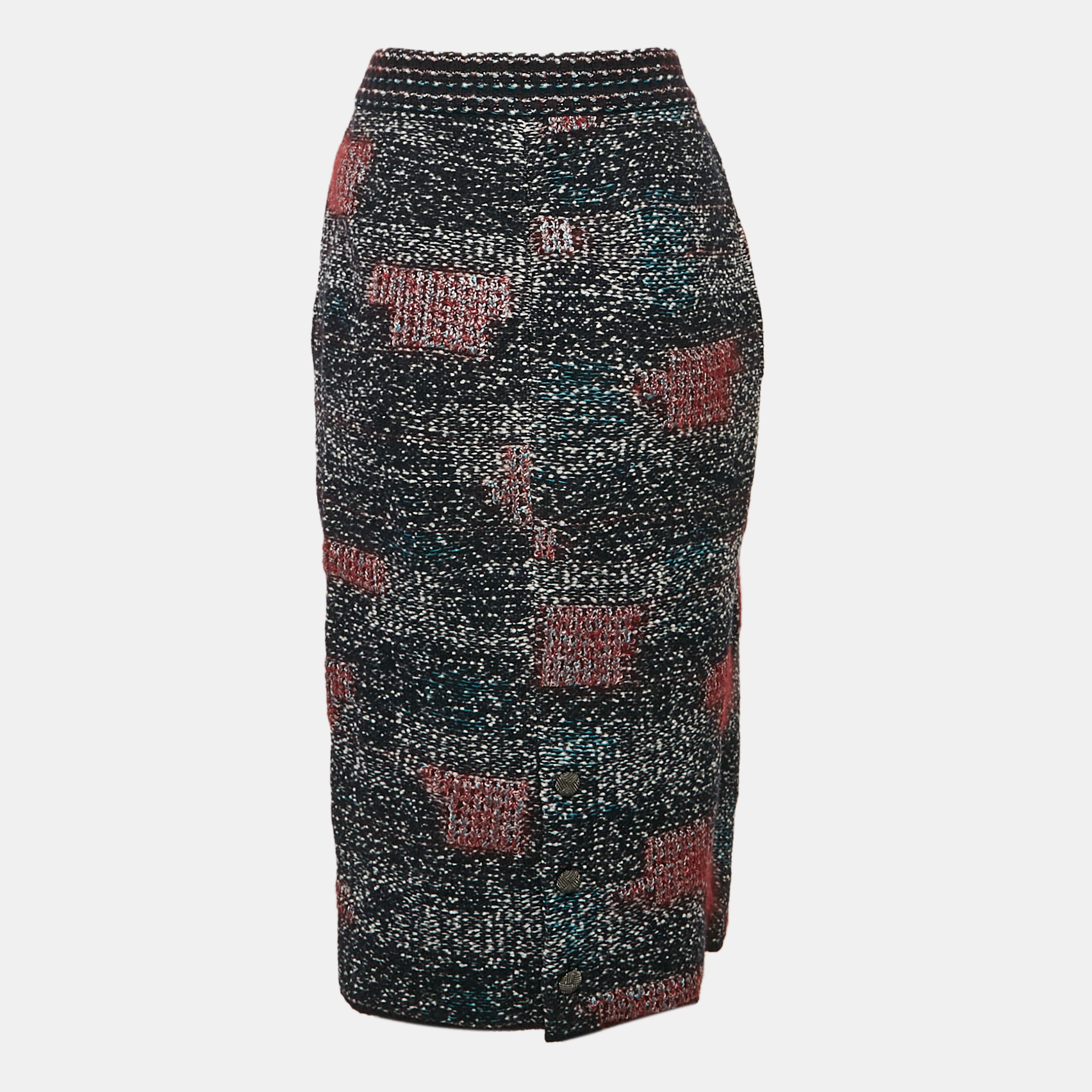 

Chanel Multicolor Patterned Wool Blend Knit Midi Skirt M