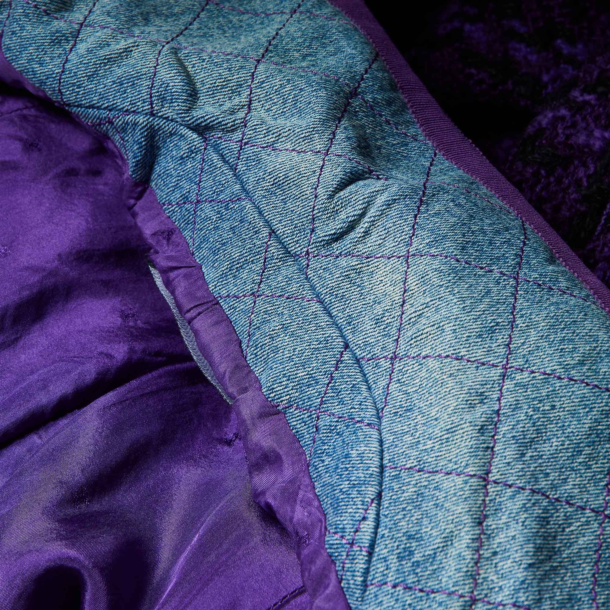 Chanel Vintage Purple Tweed and Denim Skirt and Jacket Set S 