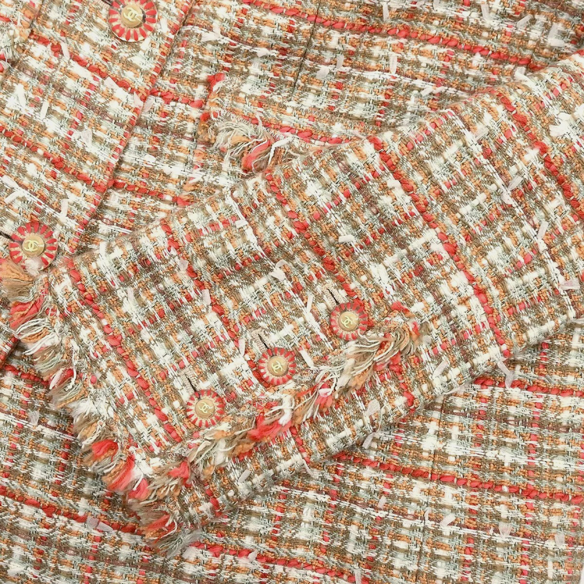 Chanel Multicolor Tweed Single Breasted Jacket Size 42 