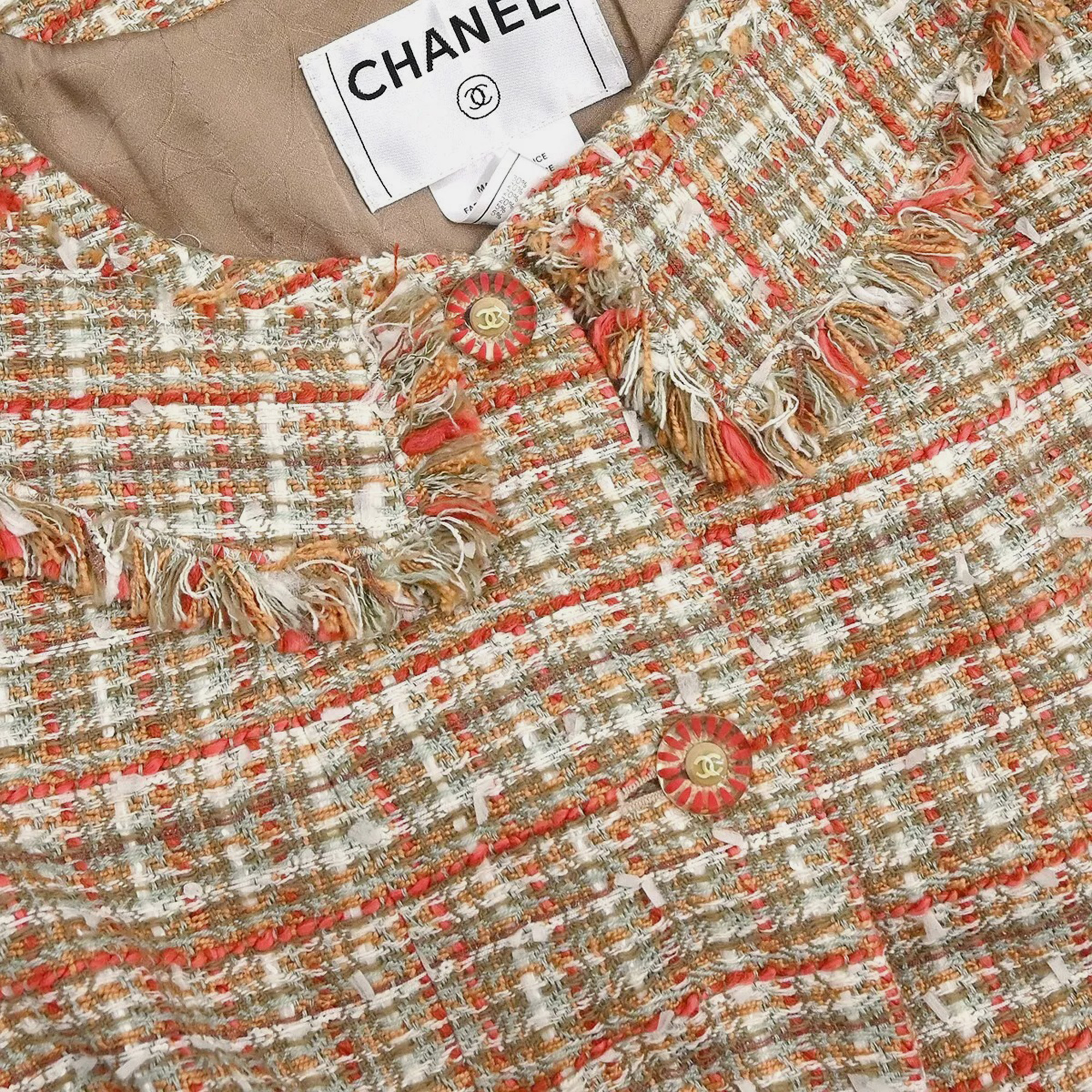 Chanel Multicolor Tweed Single Breasted Jacket Size 42 
