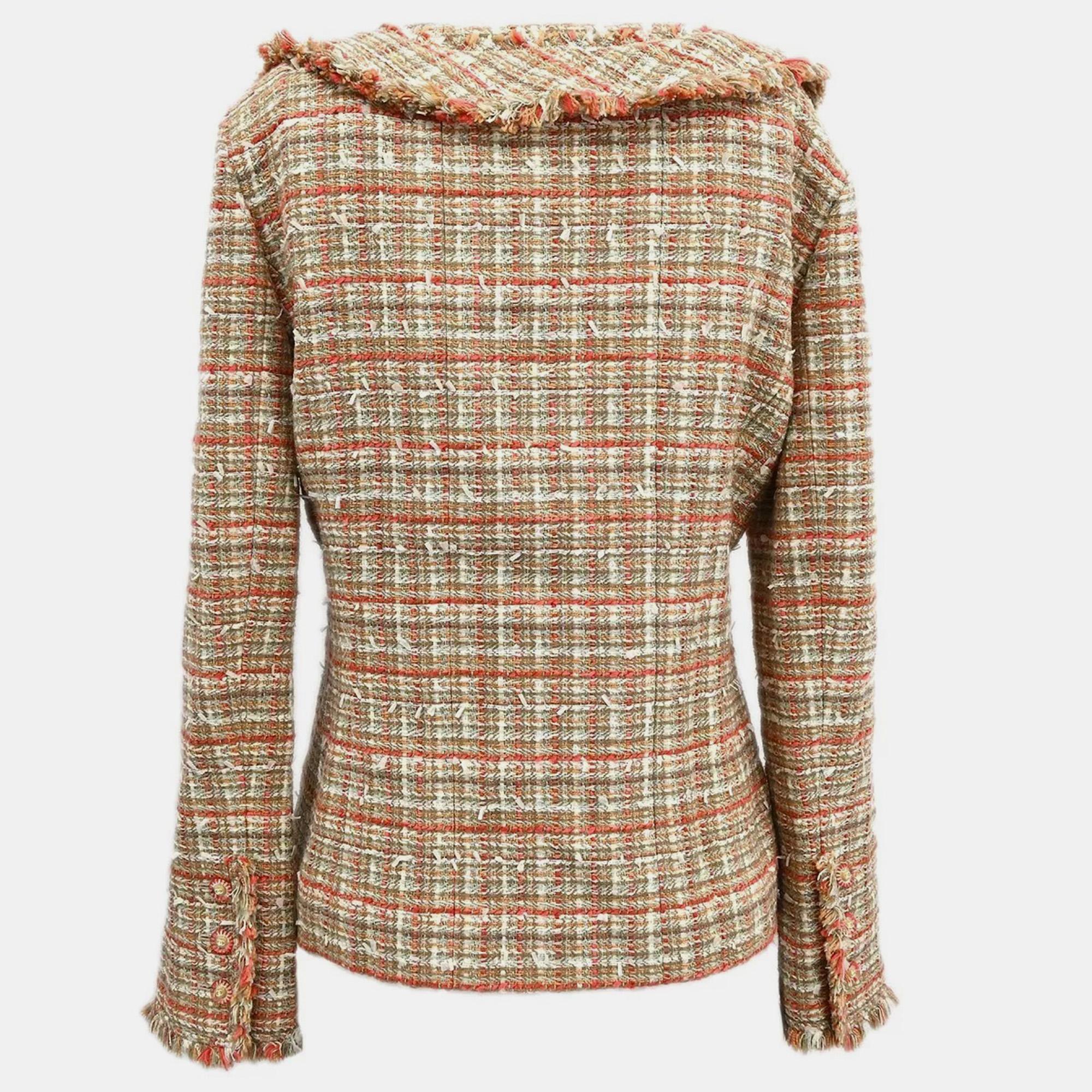 Chanel Multicolor Tweed Single Breasted Jacket Size 42 