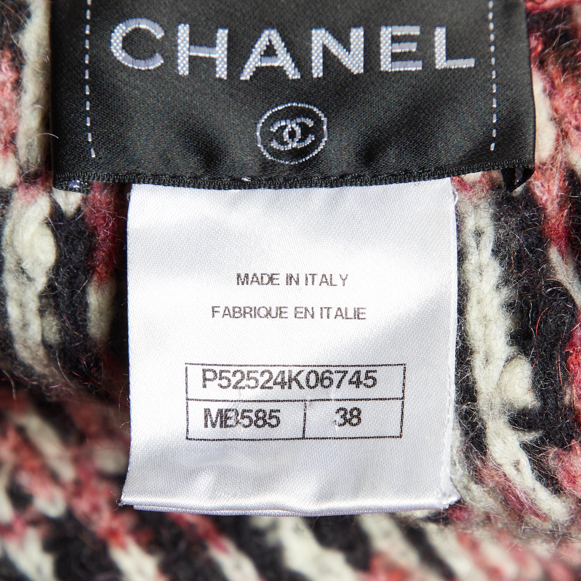Chanel Multicolor/Pink Wool Blend Open Front Cardigan M 