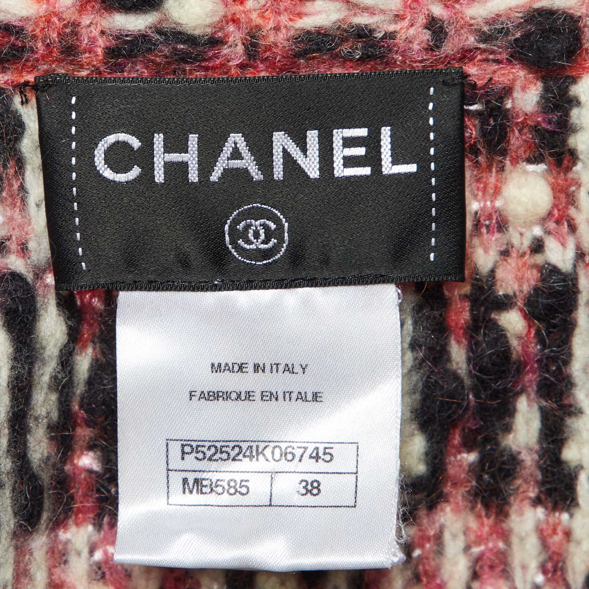 Chanel Multicolor/Pink Wool Blend Open Front Cardigan M 