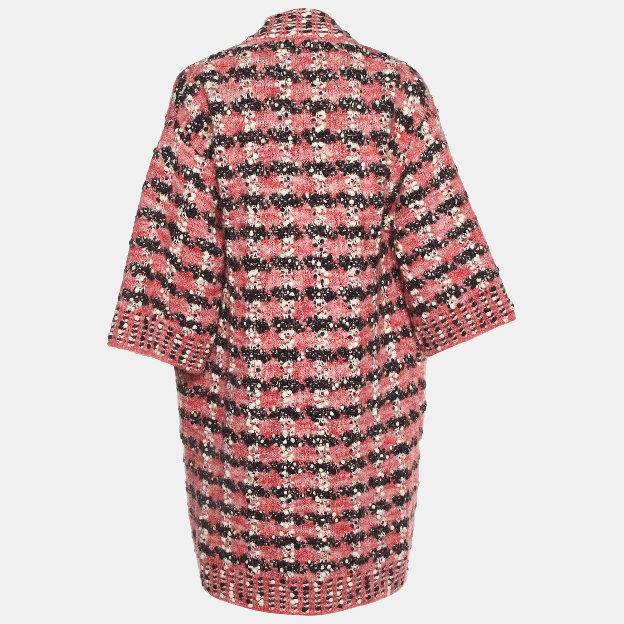 Chanel Multicolor/Pink Wool Blend Open Front Cardigan M 