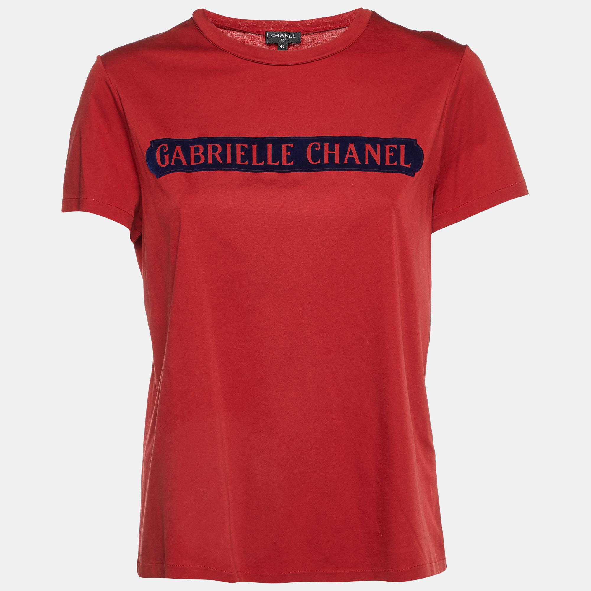 

Chanel Red Gabrielle Chanel Print Cotton Crew Neck T-Shirt L