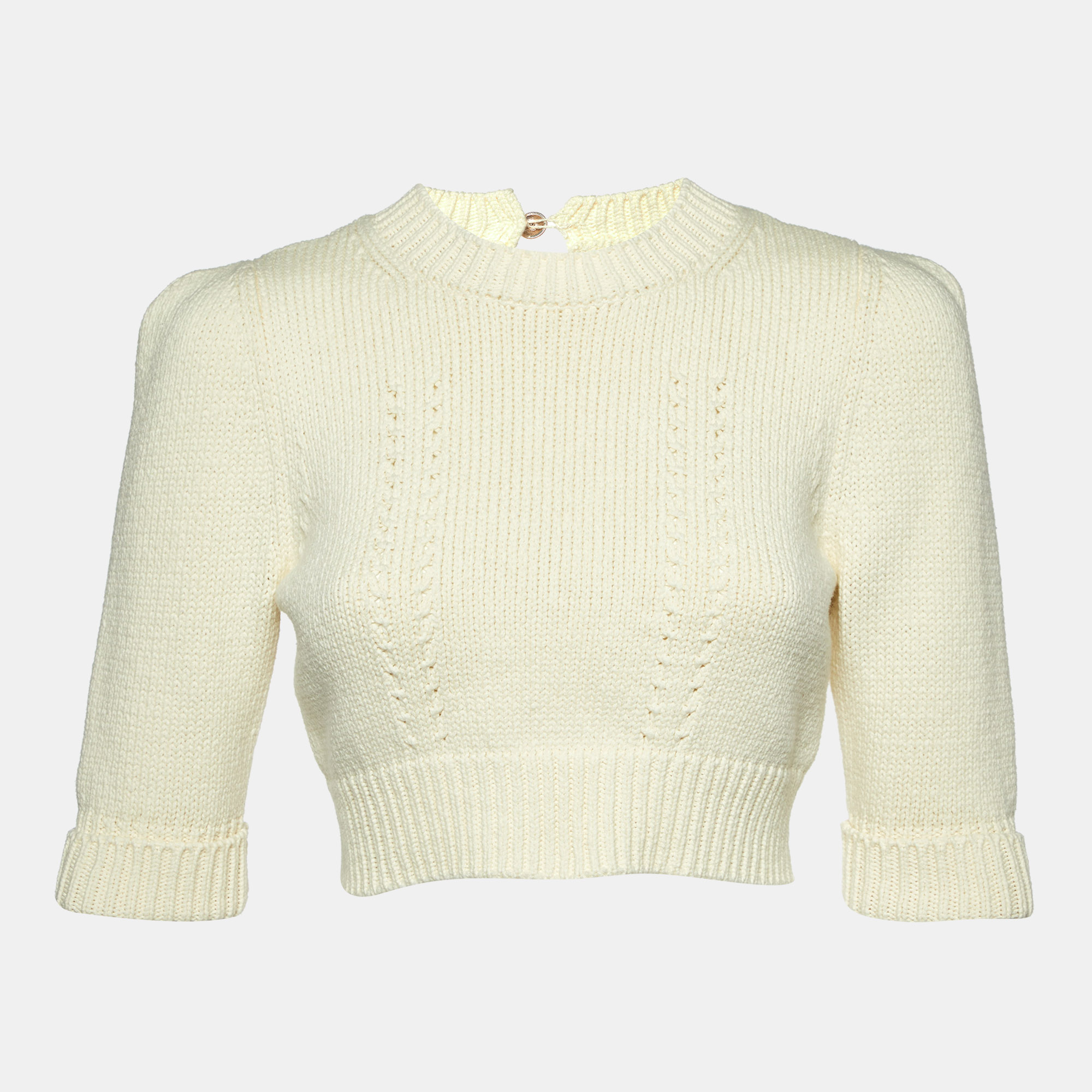 

Chanel Cream Cotton Knit Cropped Pullover S