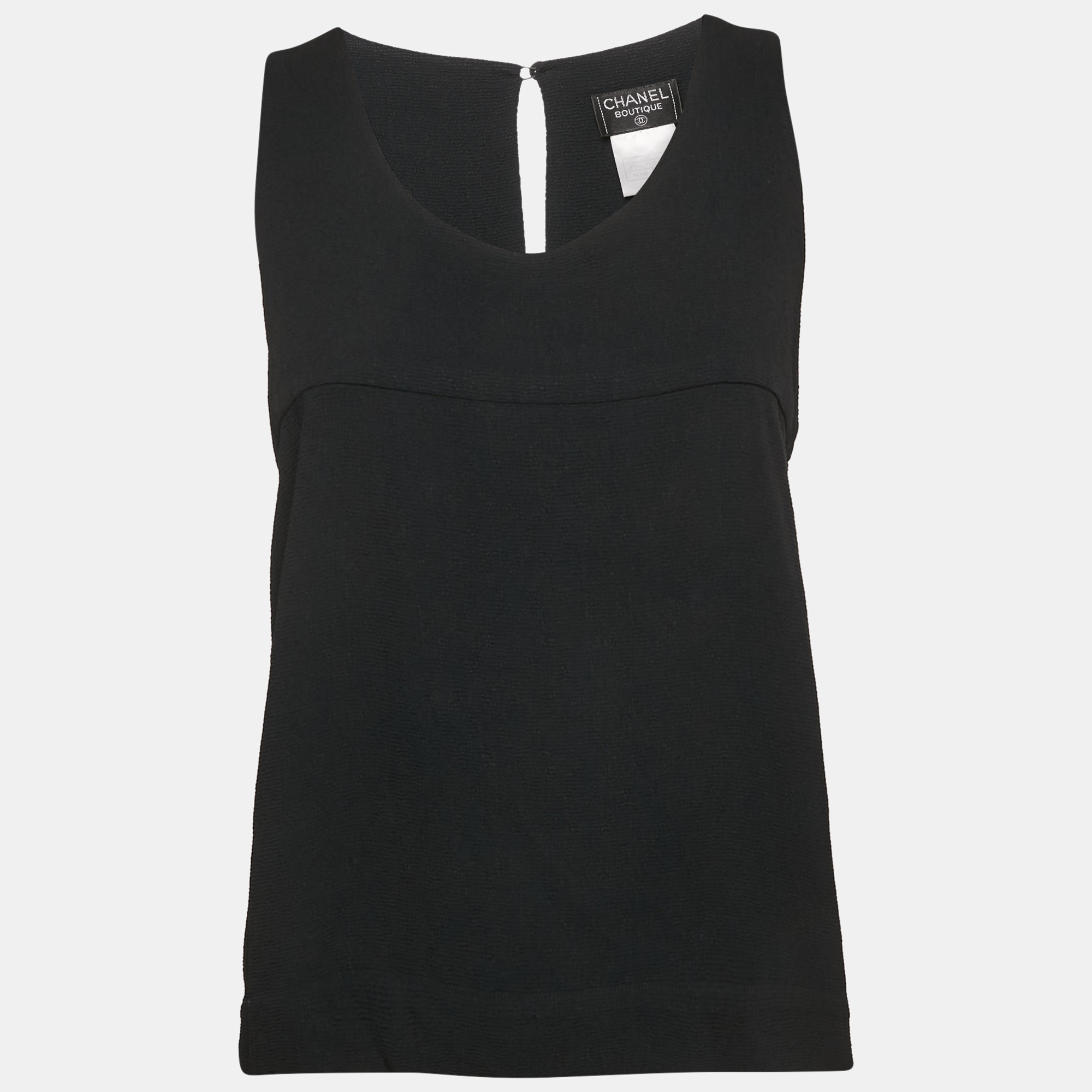 

Chanel Black Textured Crepe Sleeveless Top M