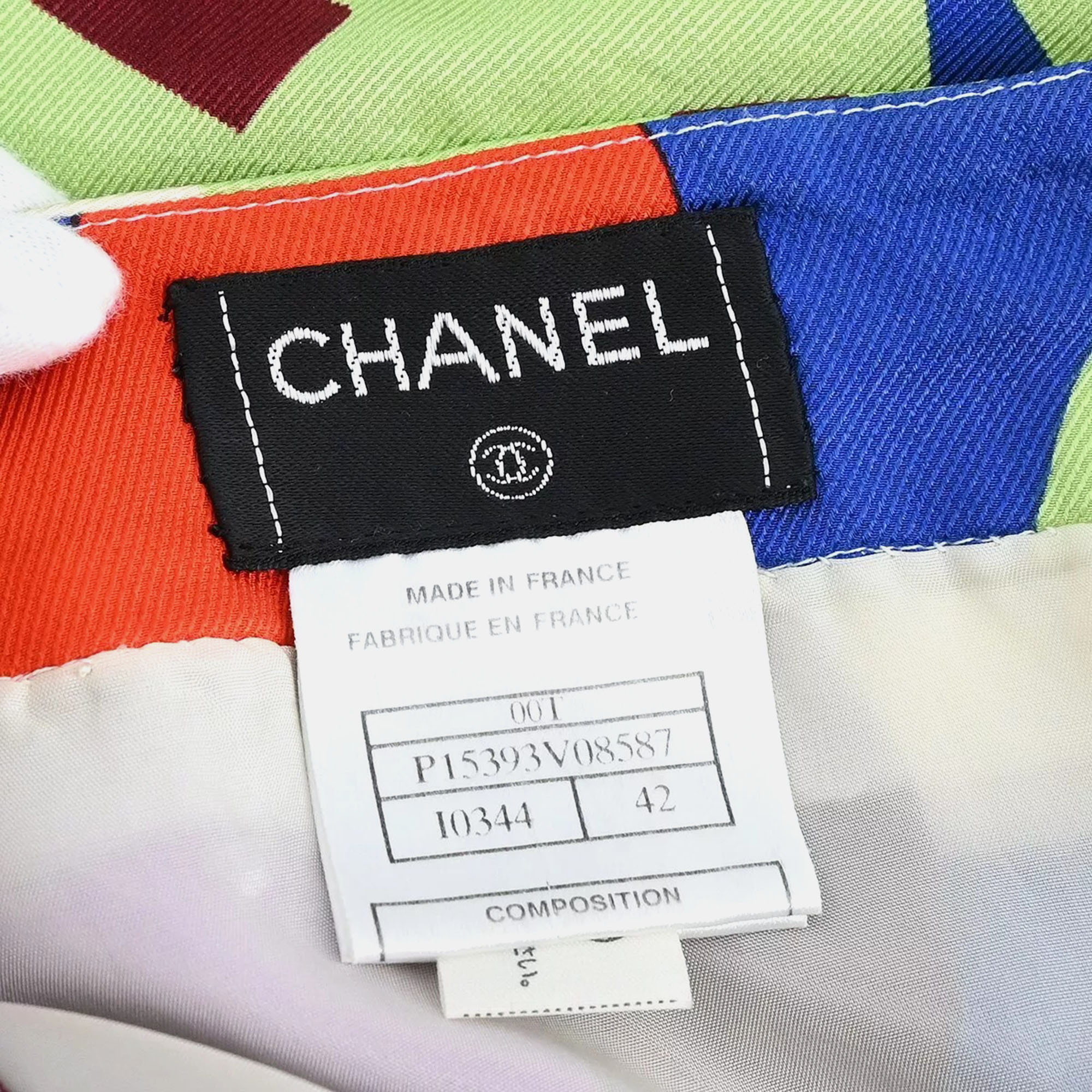 Chanel Red Blue Silk Sleeveless Top and Skirt Women Size 42 