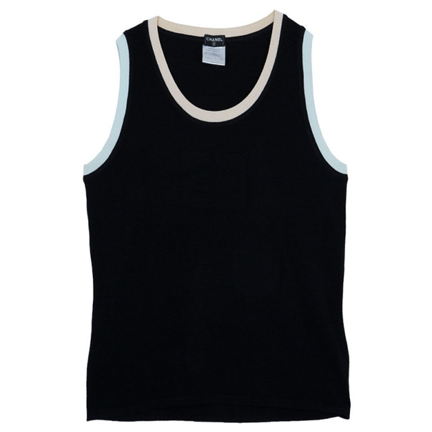 Chanel Block Color Ribbed Sleeveless Top L