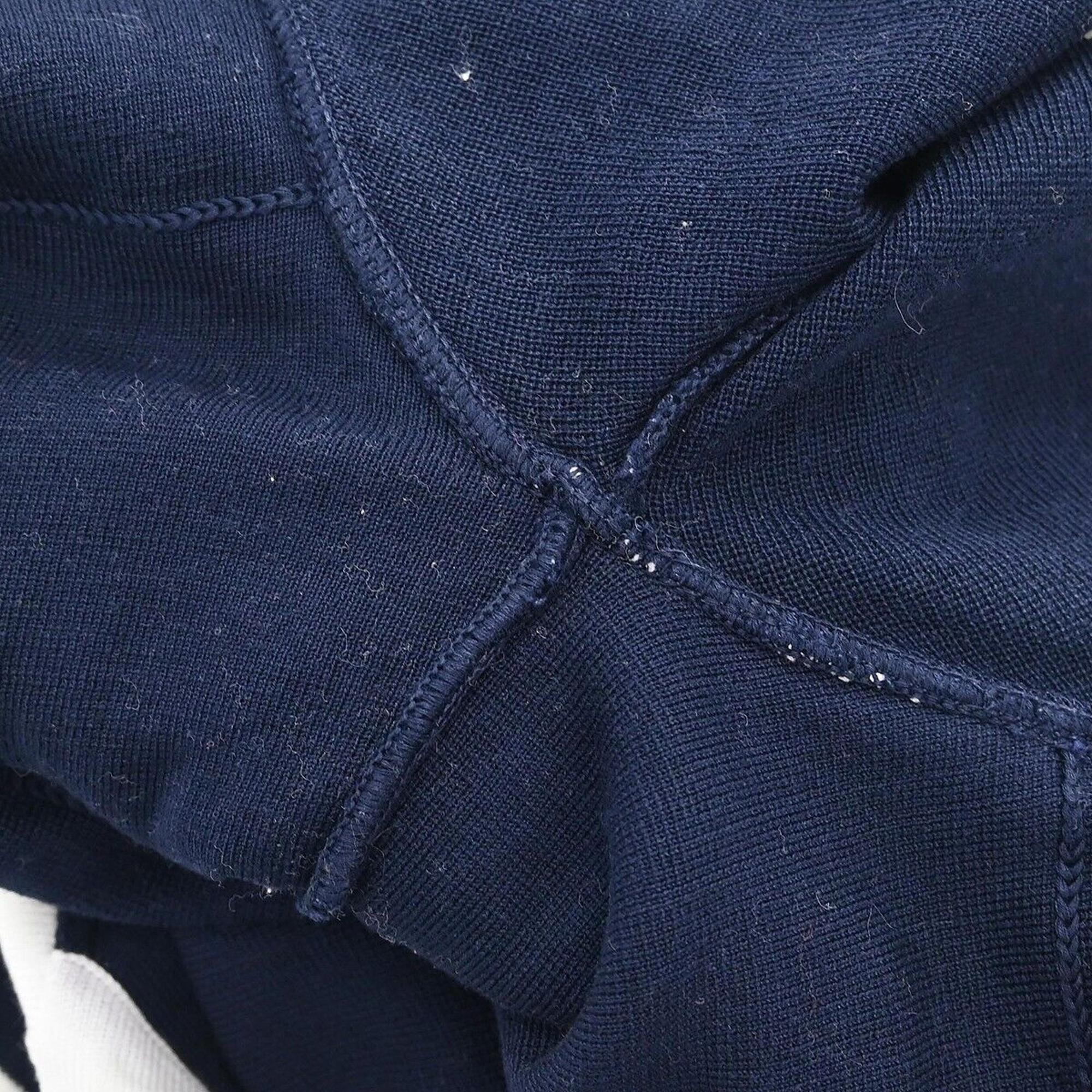 Chanel Navy Knit Short Sleeve Top One Size 