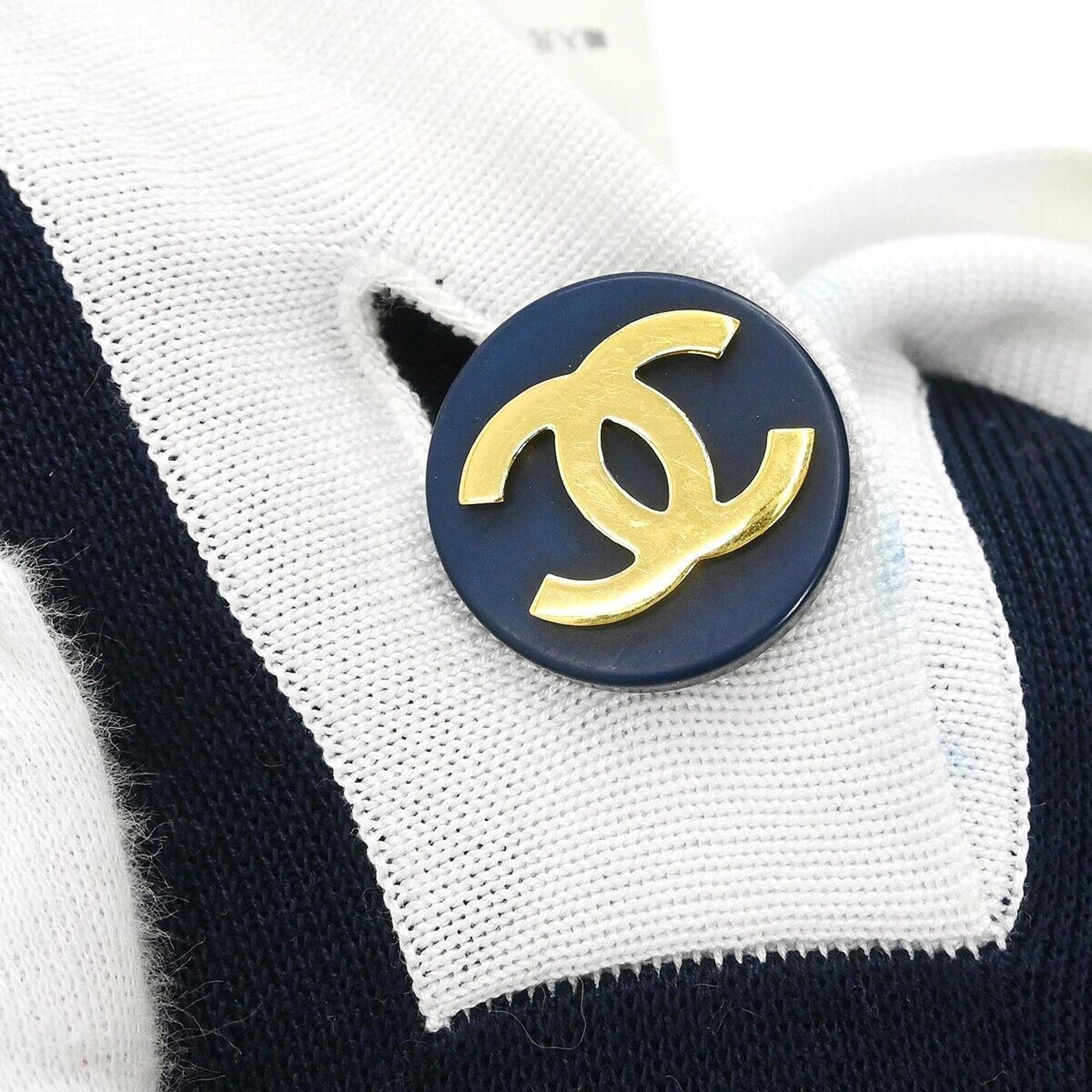 Chanel Navy Knit Short Sleeve Top One Size 