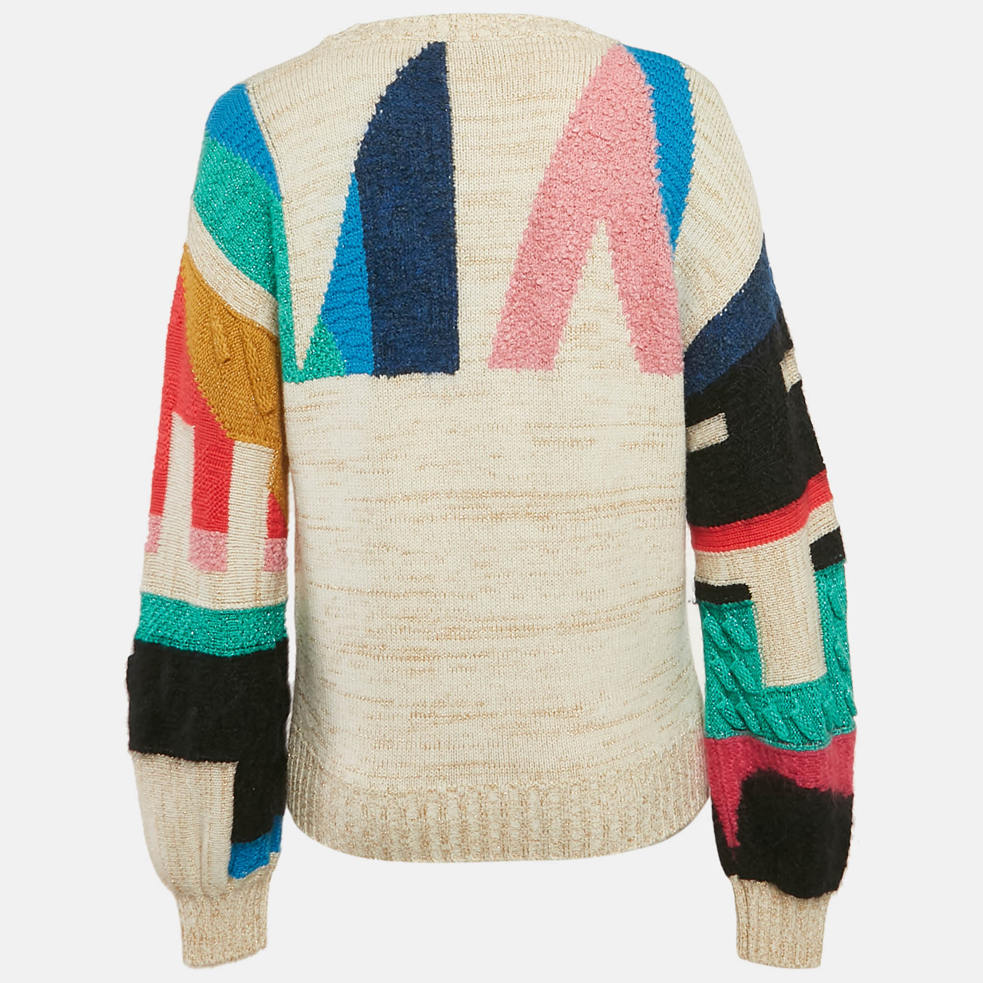 Chanel Multicolor Intarsia Lurex Knit Sweater M 