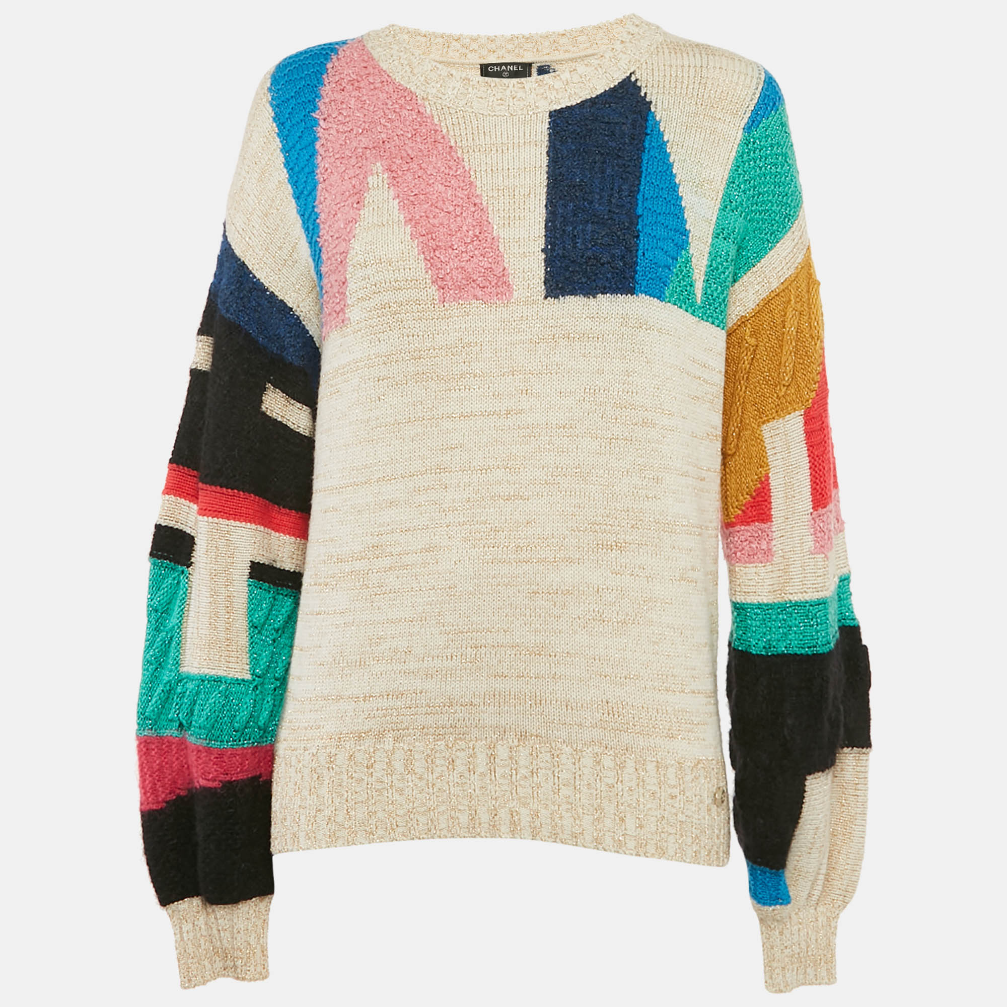 

Chanel Multicolor Intarsia Lurex Knit Sweater M