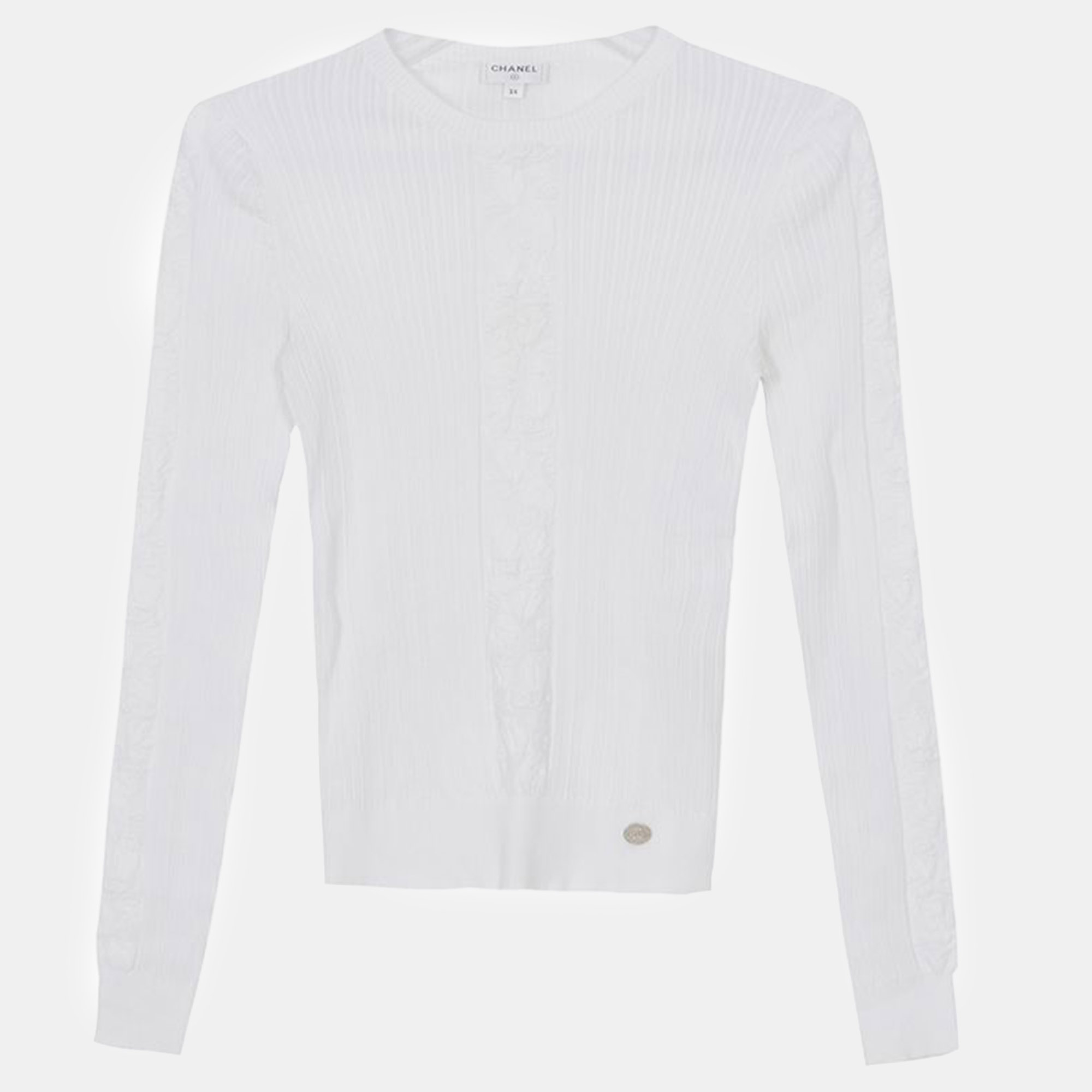 

Chanel White Cotton Long Sleeve Pullover Size