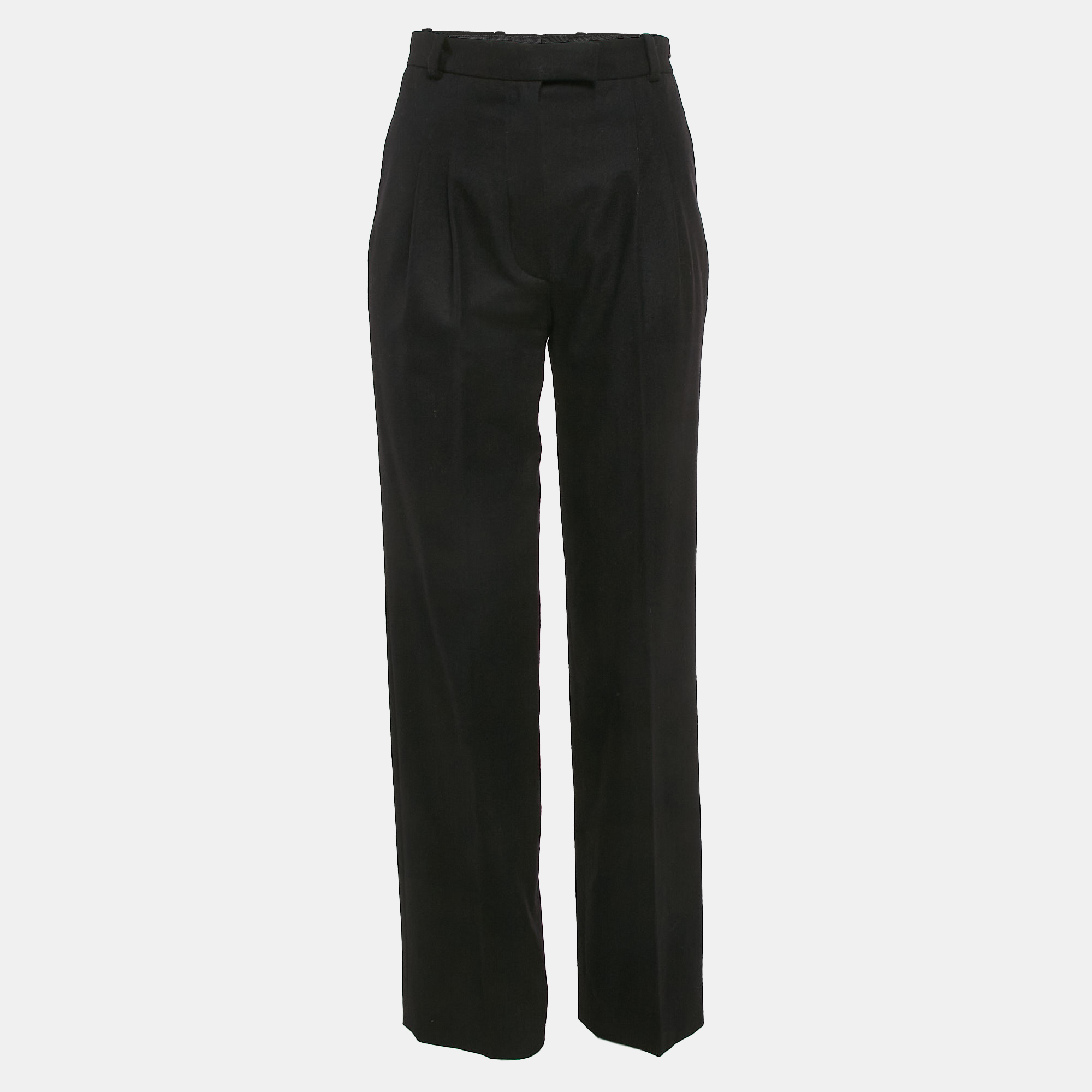 

Chanel Black Wool Straight Leg Trousers S