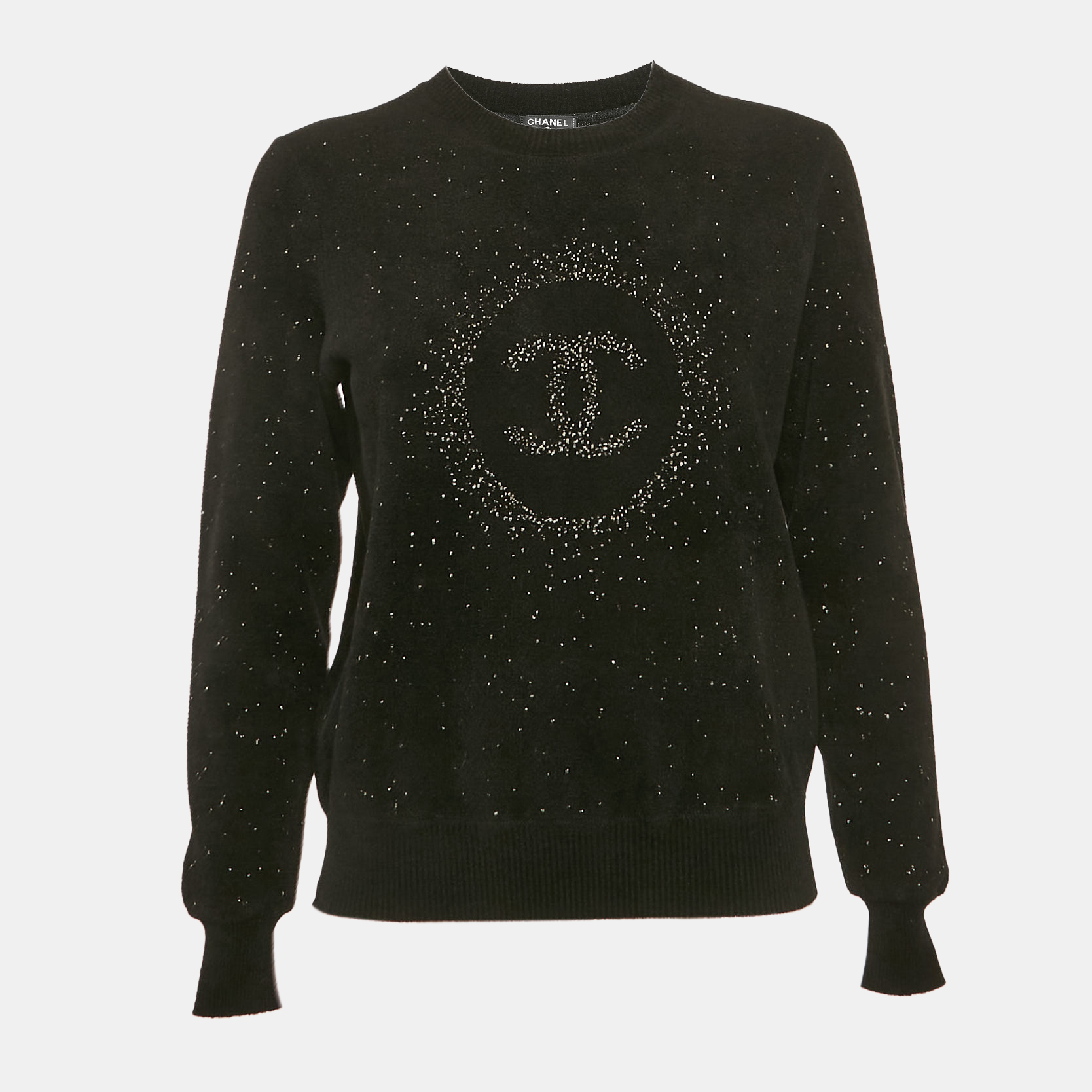 

Chanel Black CC Intarsia Knit Crewneck Sweatshirt S