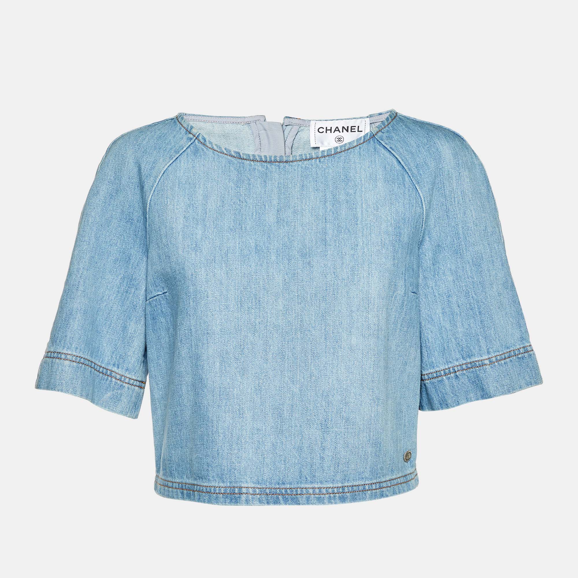 

Chanel Blue Denim Crop Top M