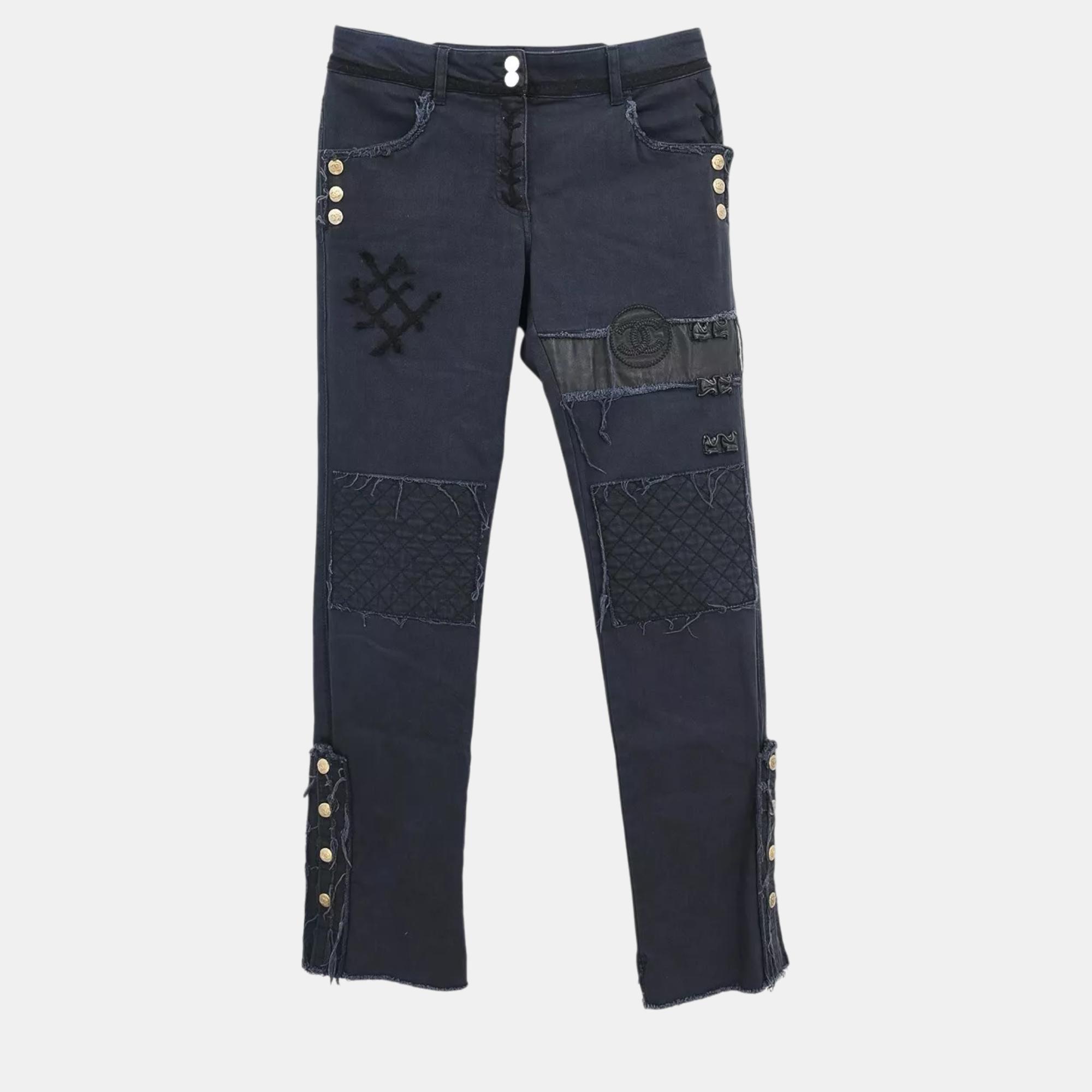 

Chanel Black Denim Long Pants Women's Size