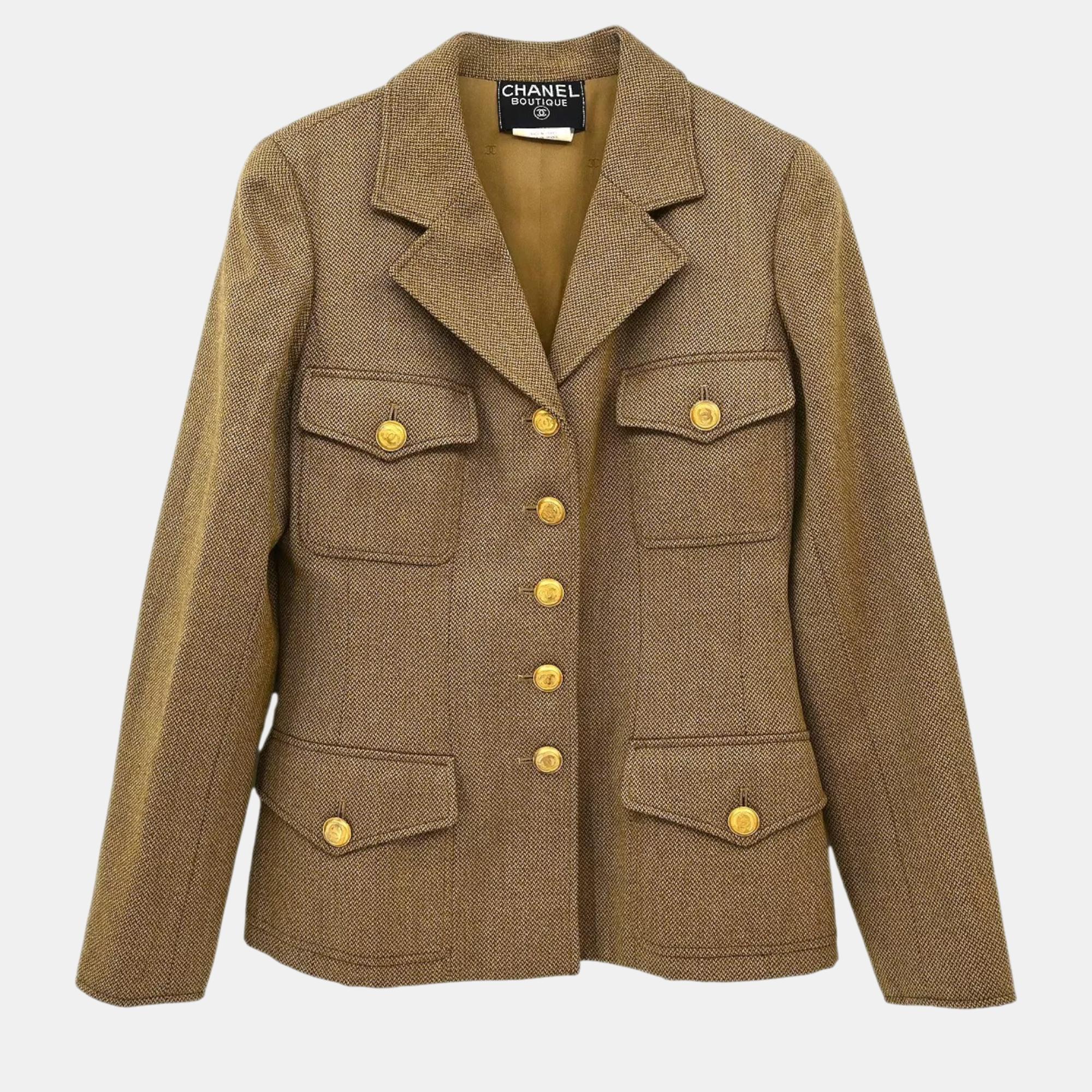 

Chanel Brown Wool Single Breasted Jacket Woman Size