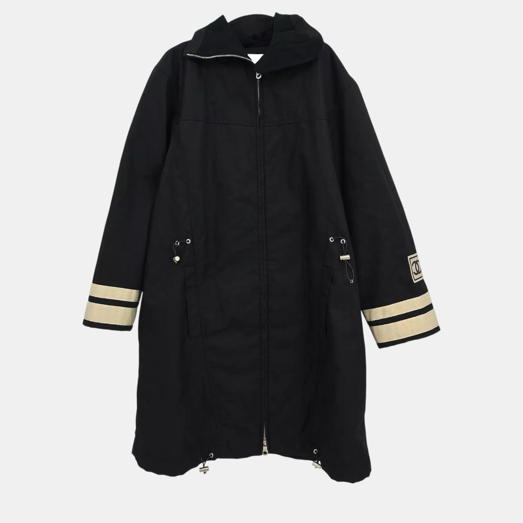 

Chanel Black Sport Line Zip Up Coat Woman Size