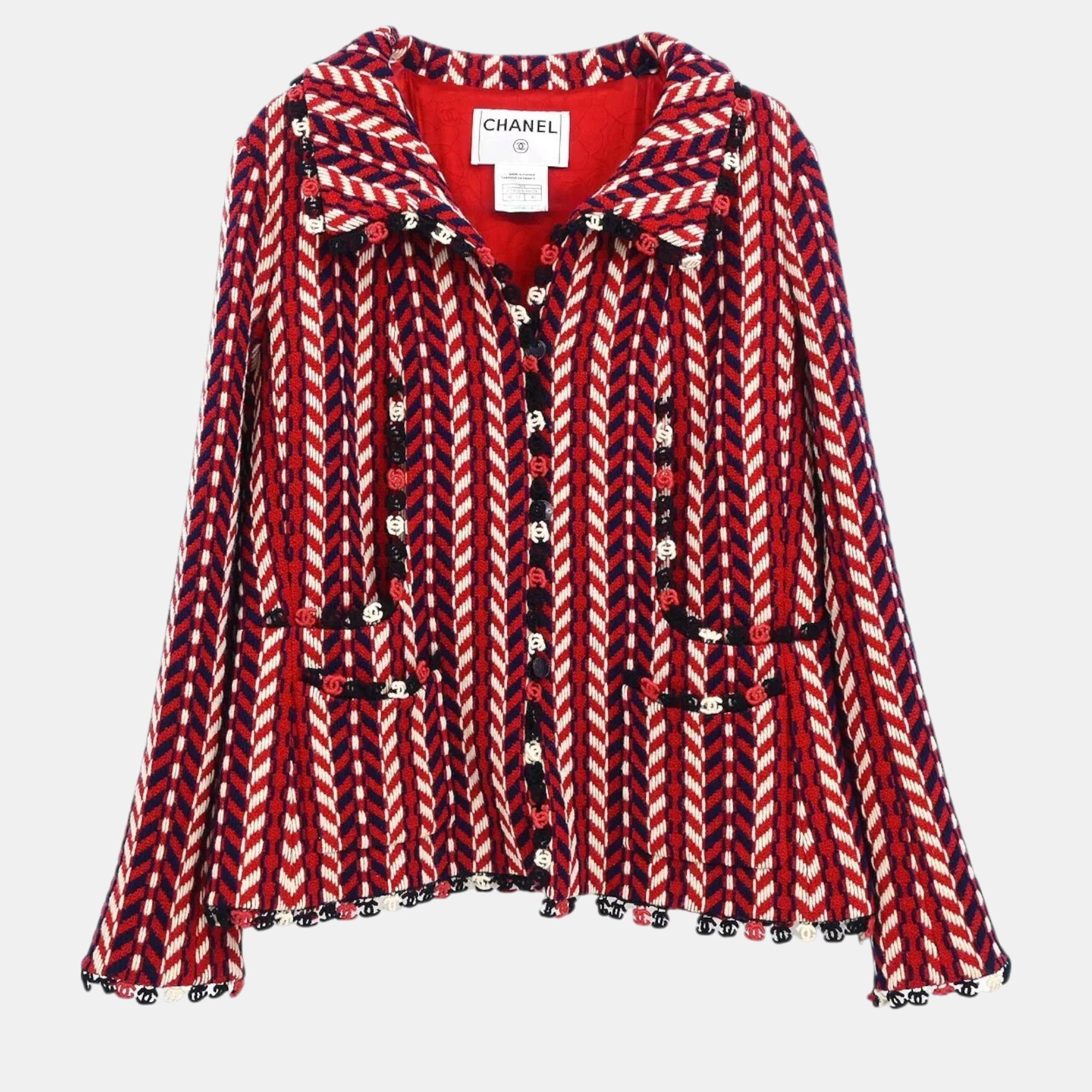 

Chanel Red Wool Jacket Woman's Size