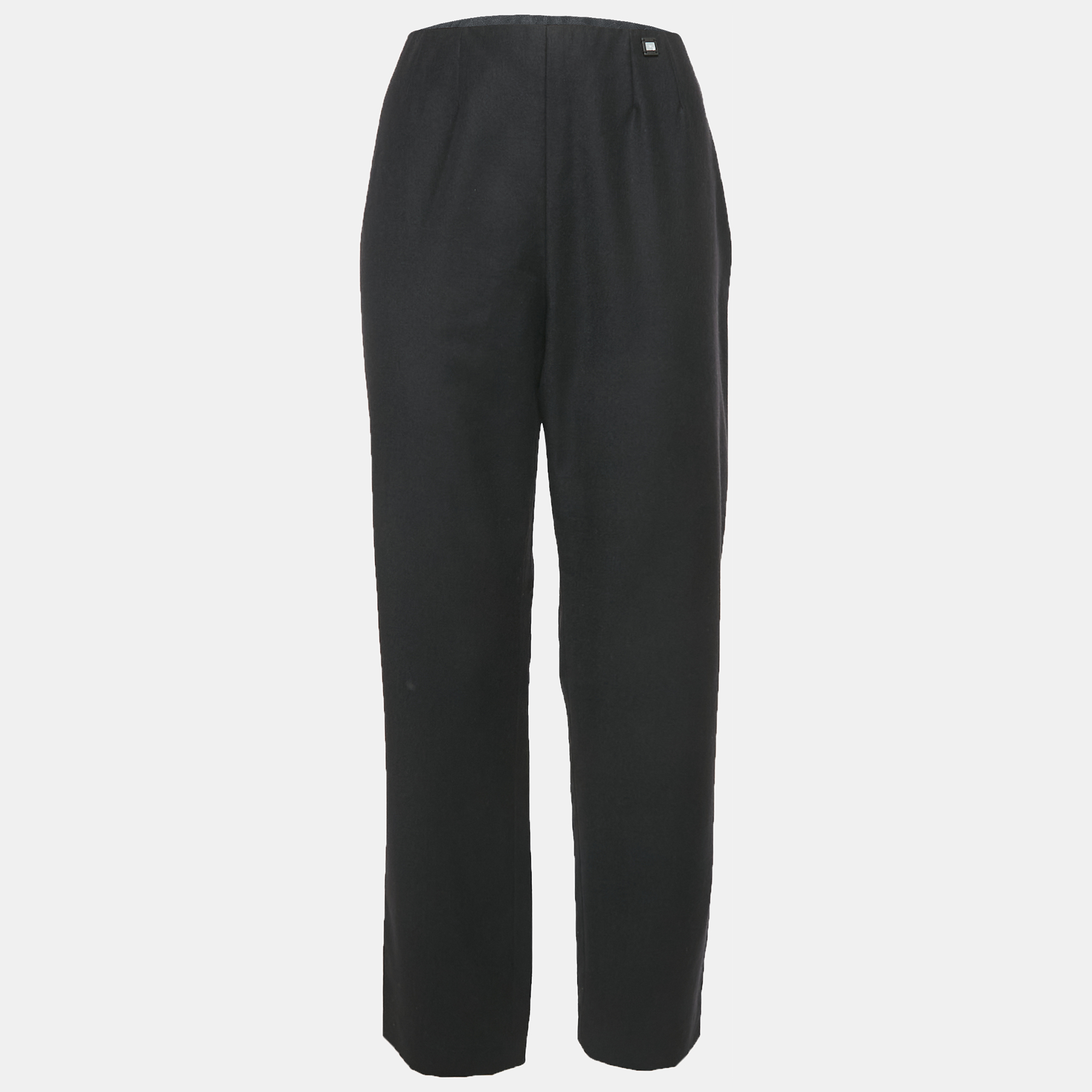 

Chanel Black Wool Straight Leg Trousers L