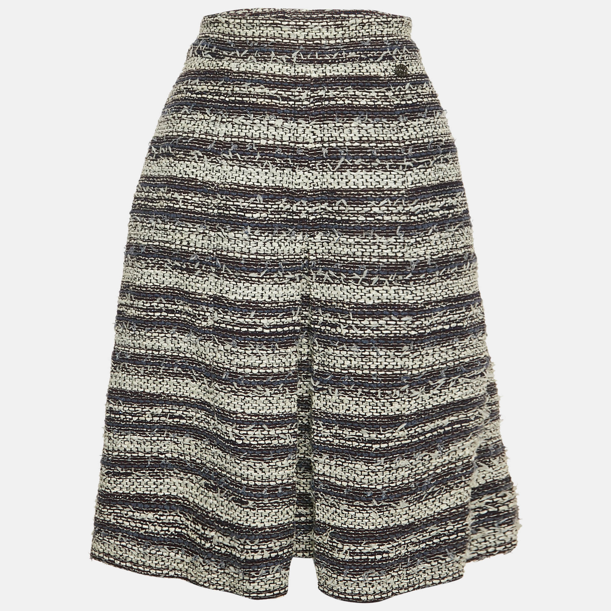 

Chanel Blue Tweed Pleated Pencil Skirt L