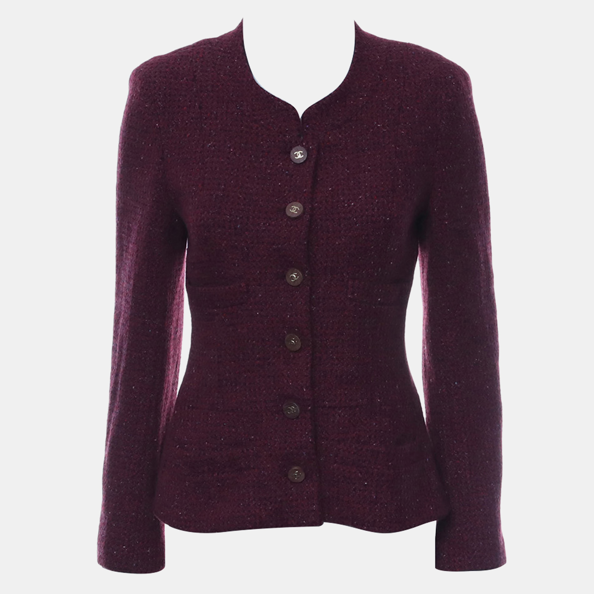 

CC Wood-Buttons Cashmere Tweed Jacket, Brown