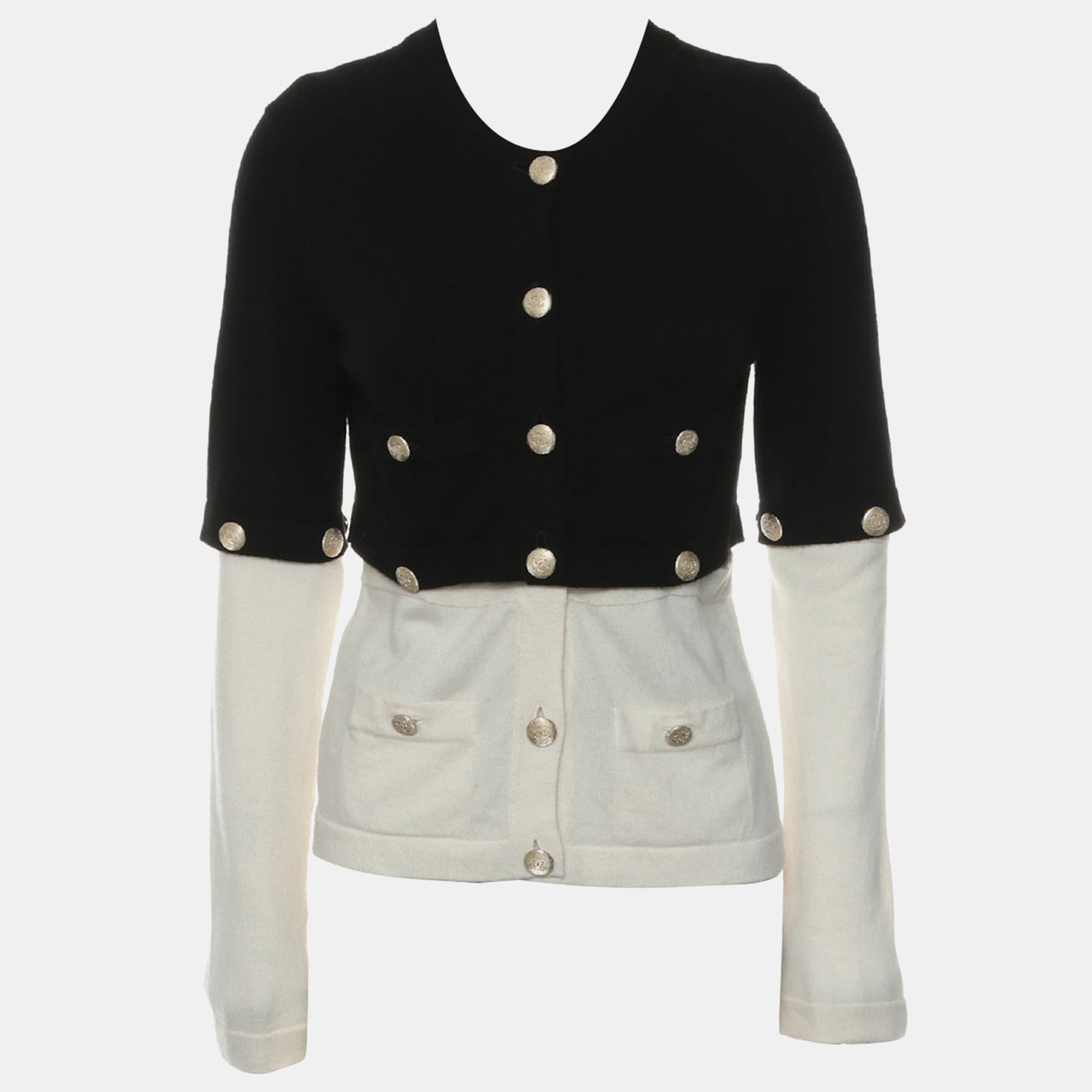 

22SS Cashmere Detachable Buttoned Cardigan, Black