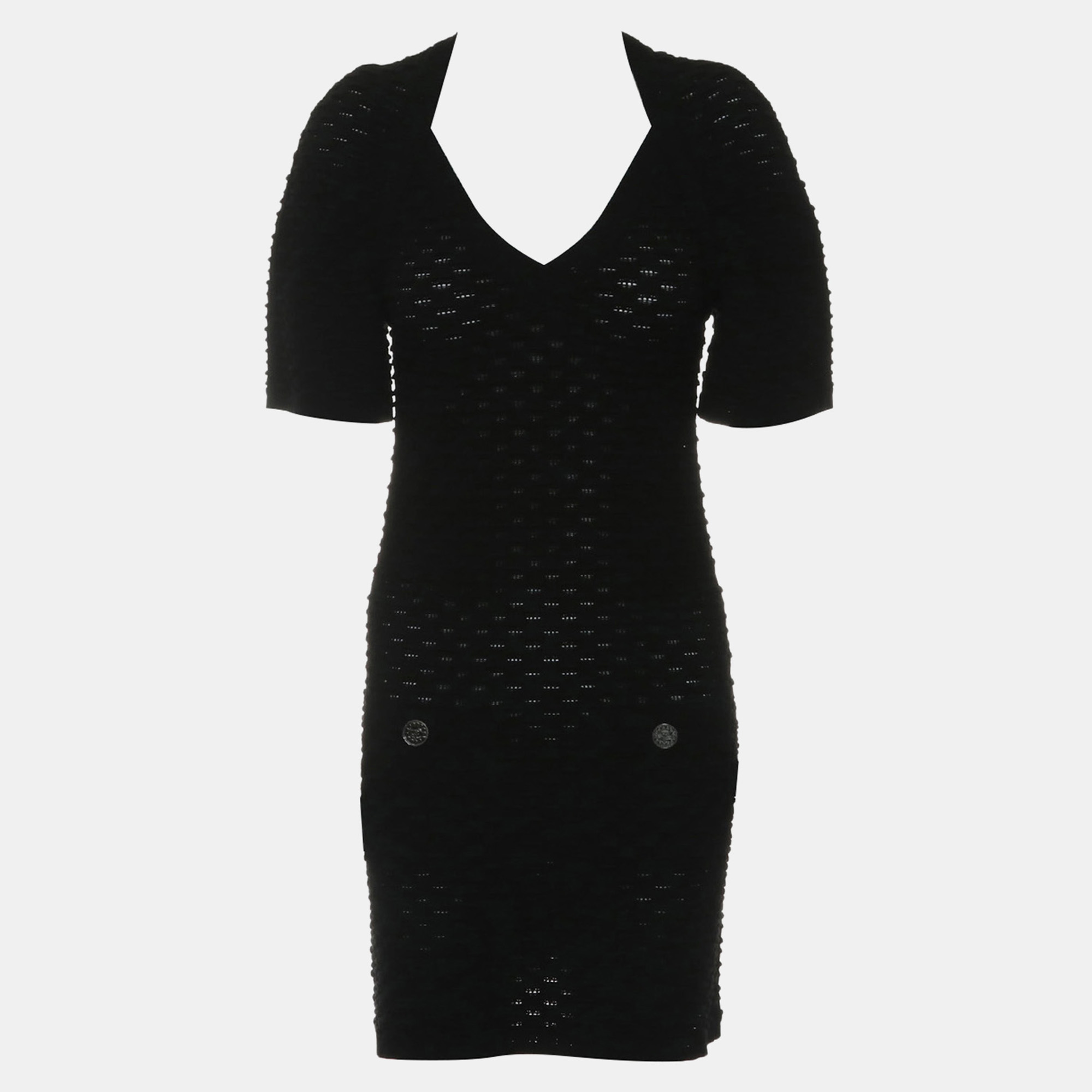 

Knitted Short Sleeve Dress, Black