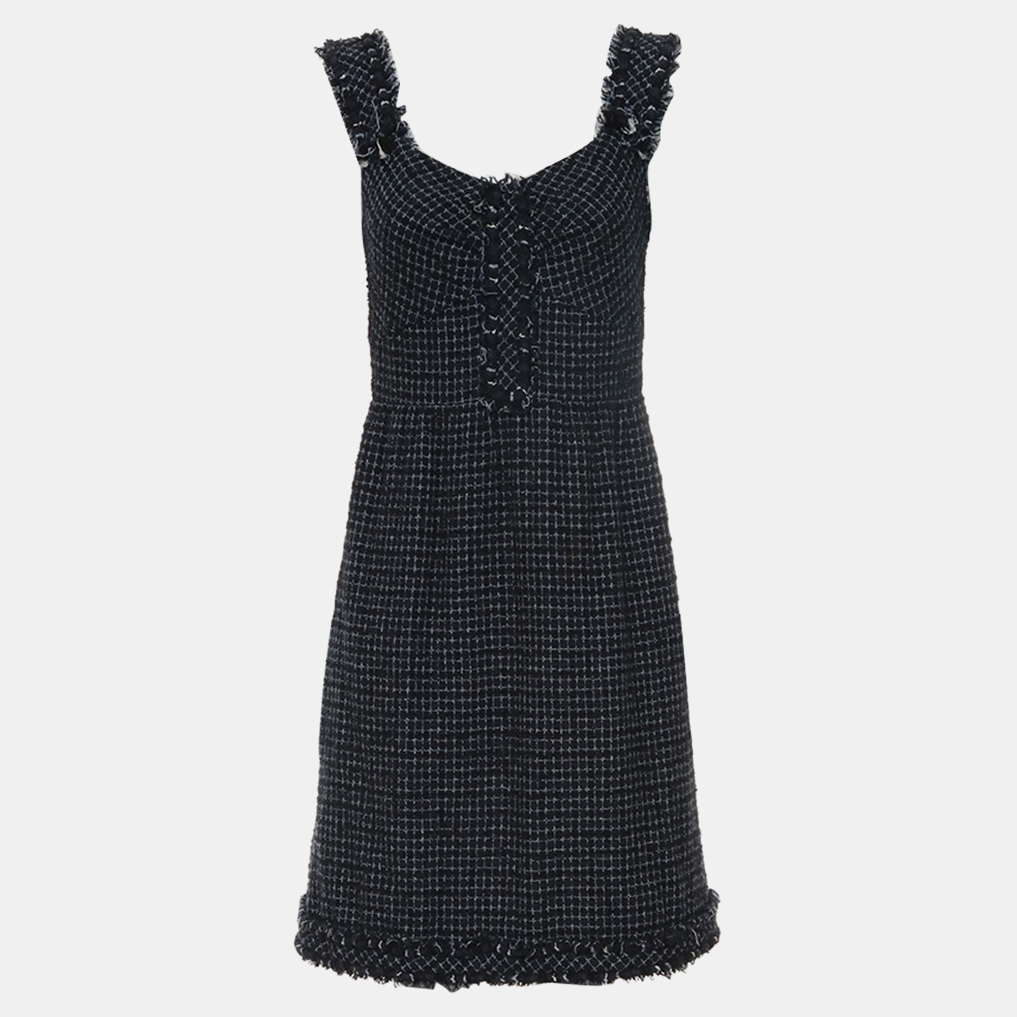 

Tweed Sleeveless Dress, Blue