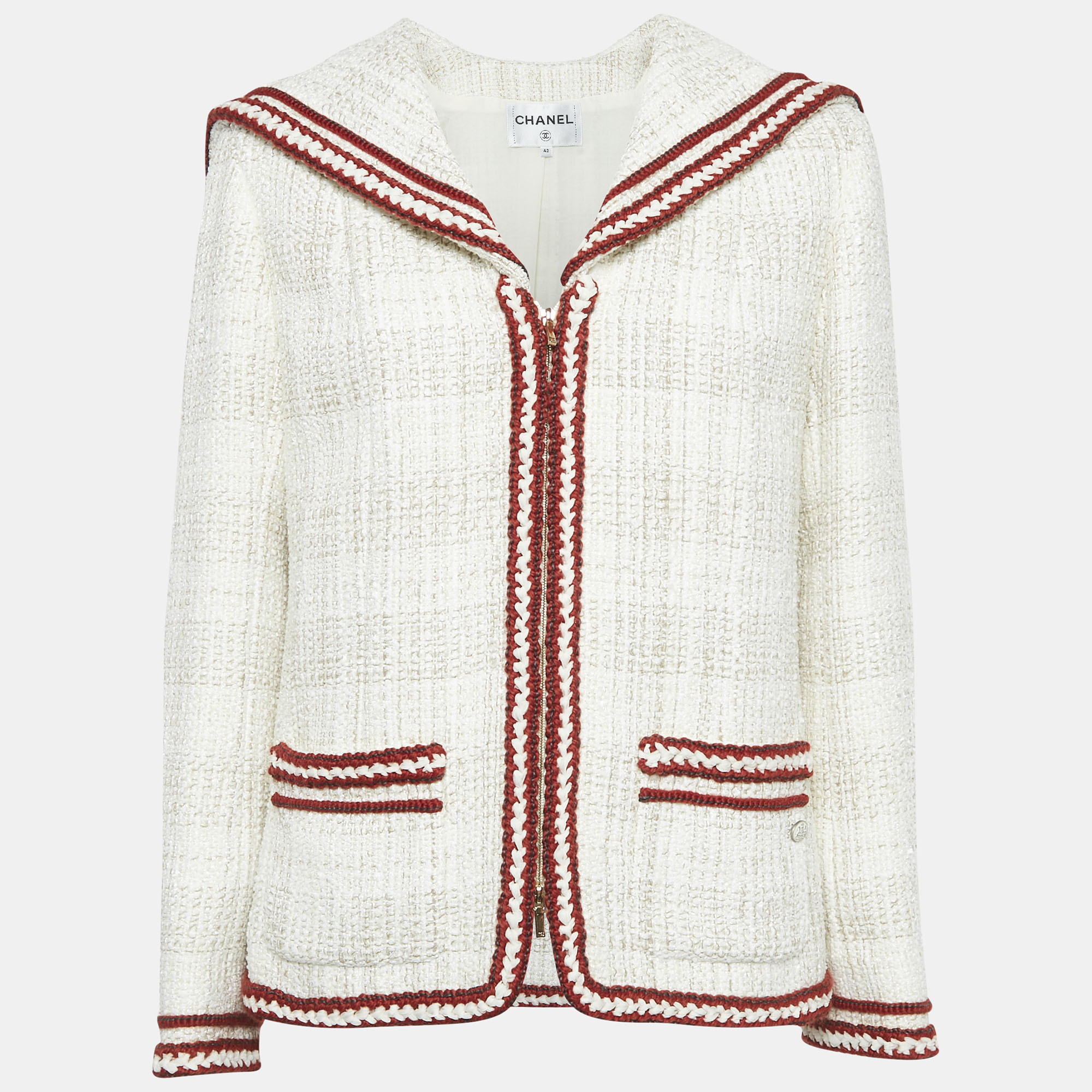 

Chanel White Fantasy Tweed Jacket M