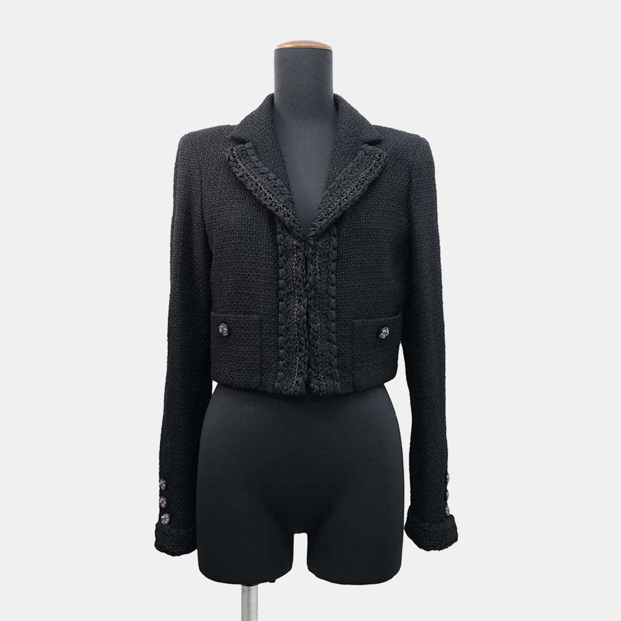 

Chanel Black Cotton & Nylon Tweed Short Jacket Women Size