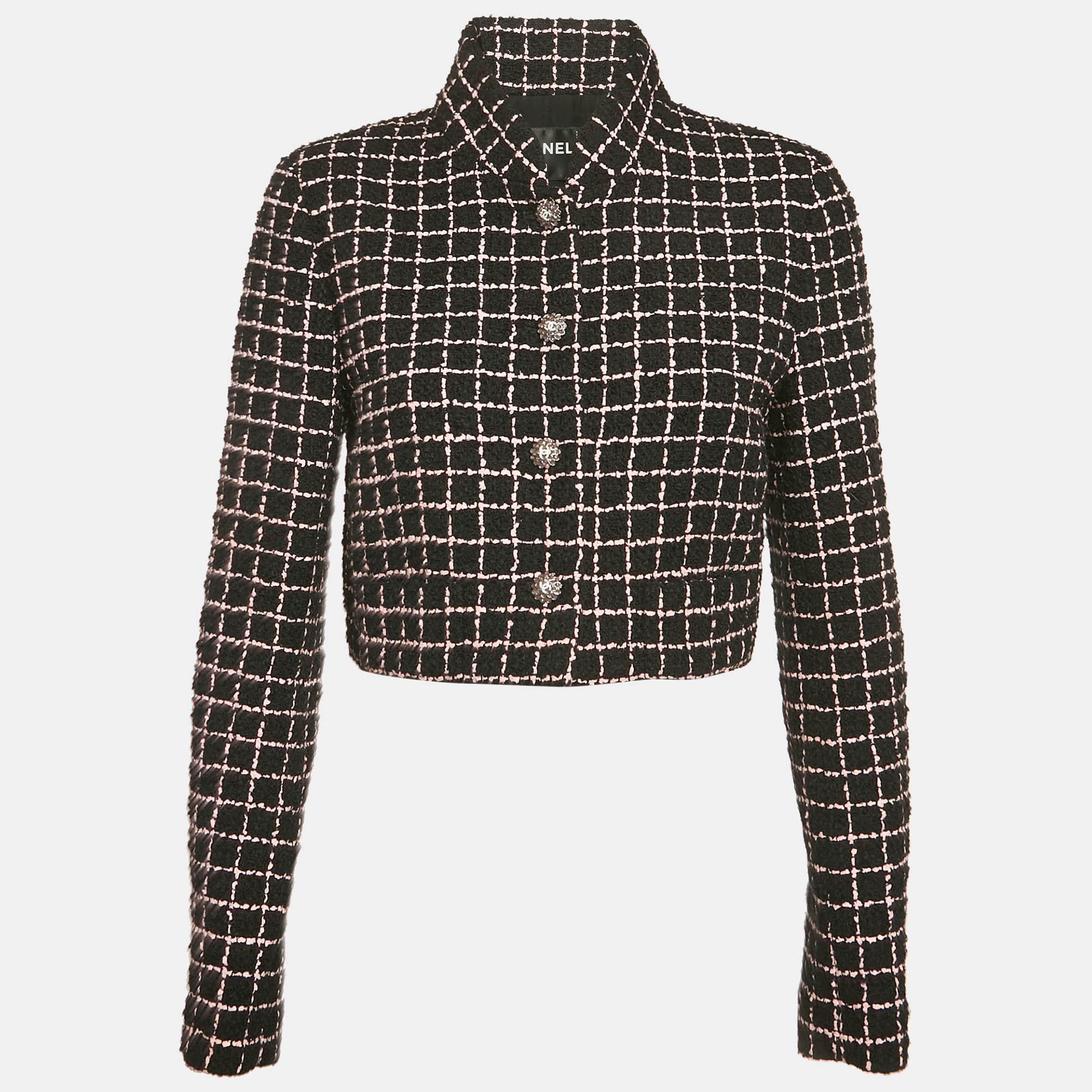 

Chanel Black/Pink Tweed Crop Jacket M
