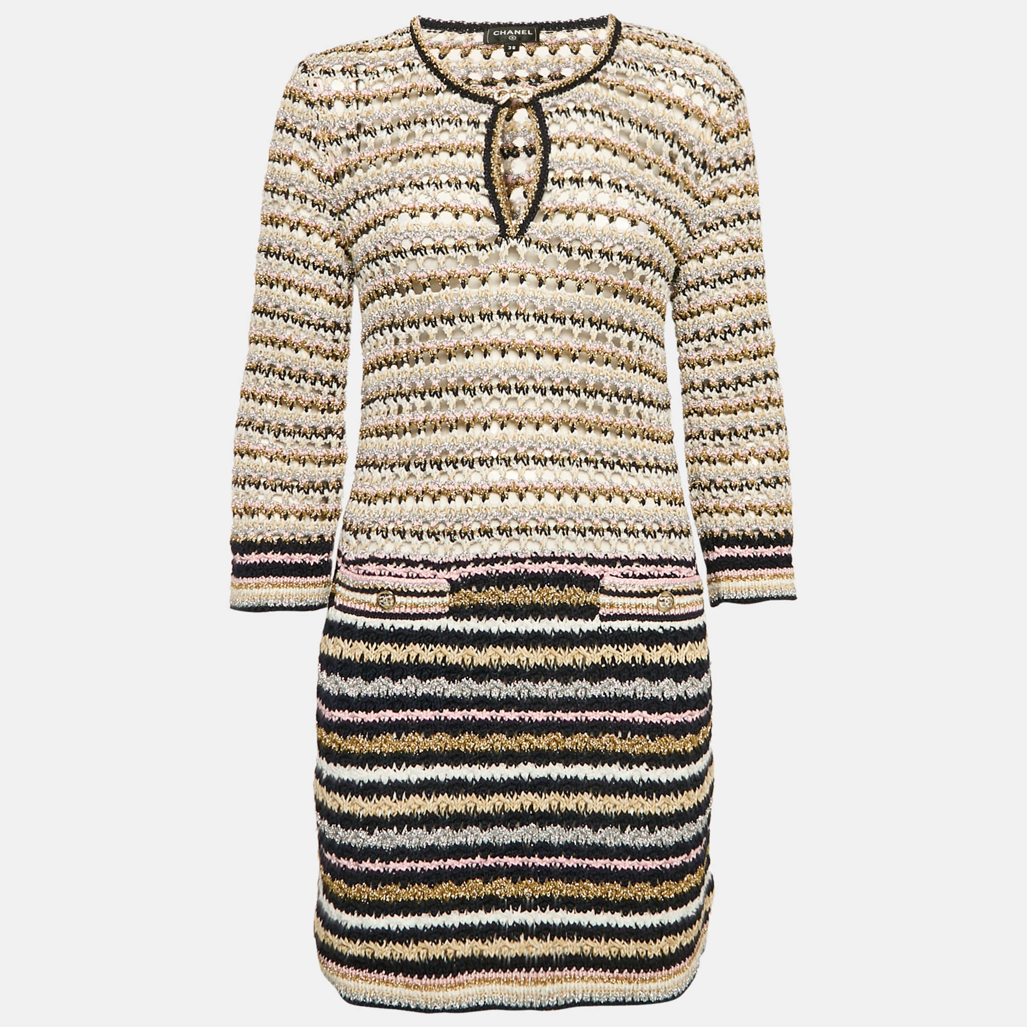 

Chanel Multicolor Lurex Patterned Knit Mini Dress M