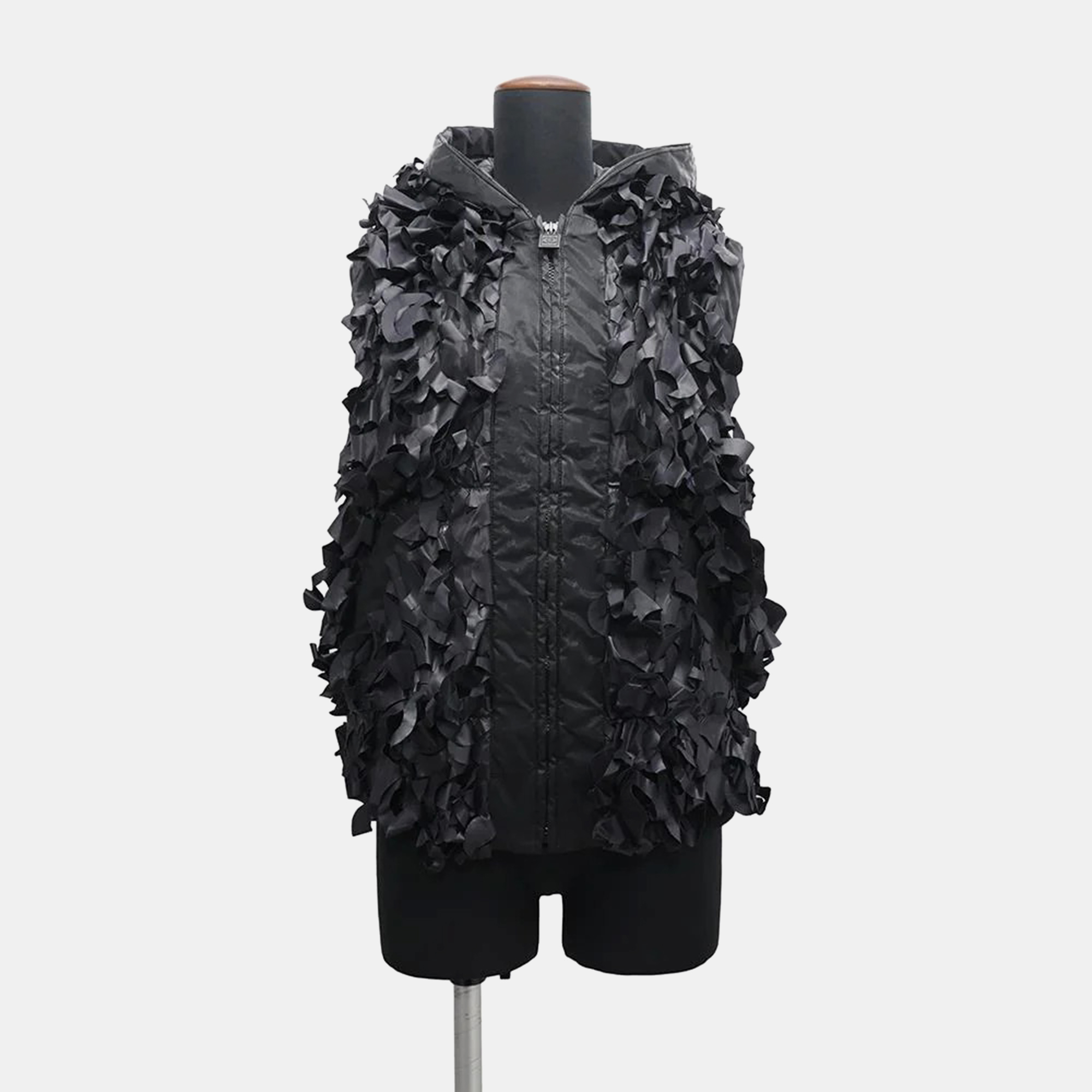

Chanel Black Polyurethane and Nylon Hooded Vest Size