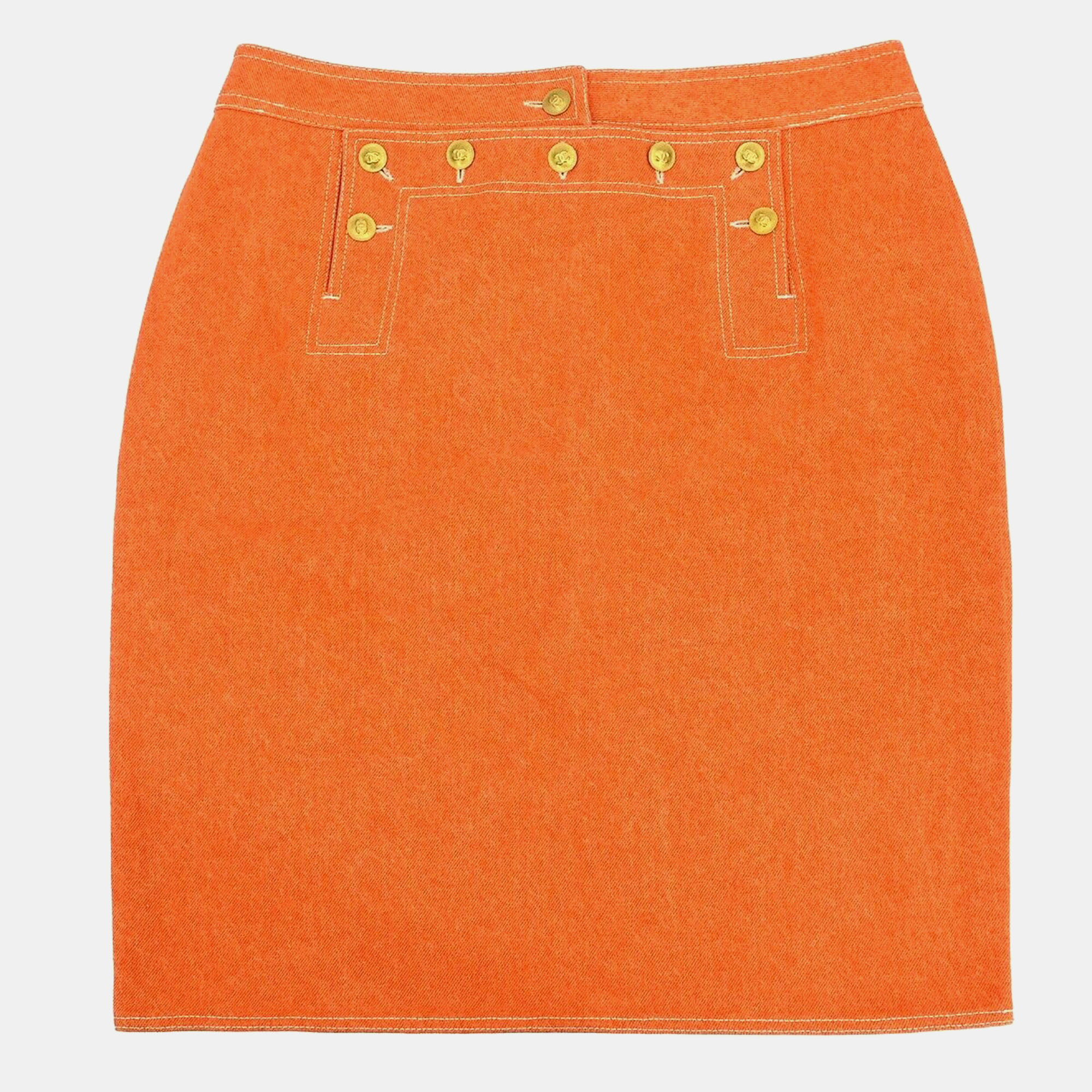 

Chanel Orange Denim Skirt