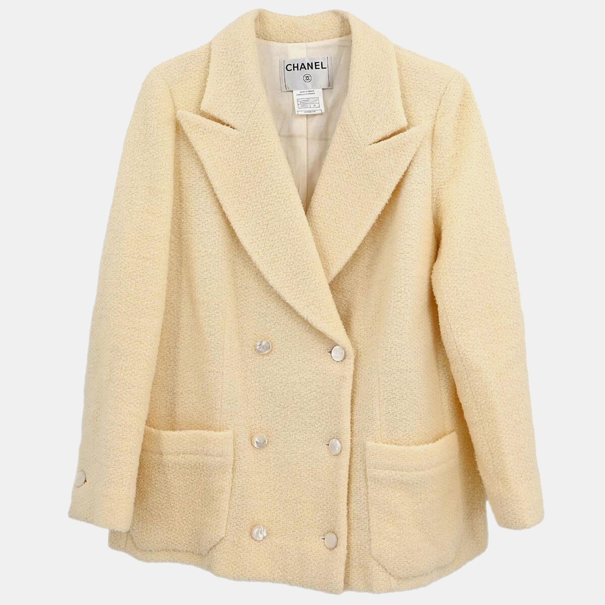

Chanel Double Breasted Jacket White 02C #46