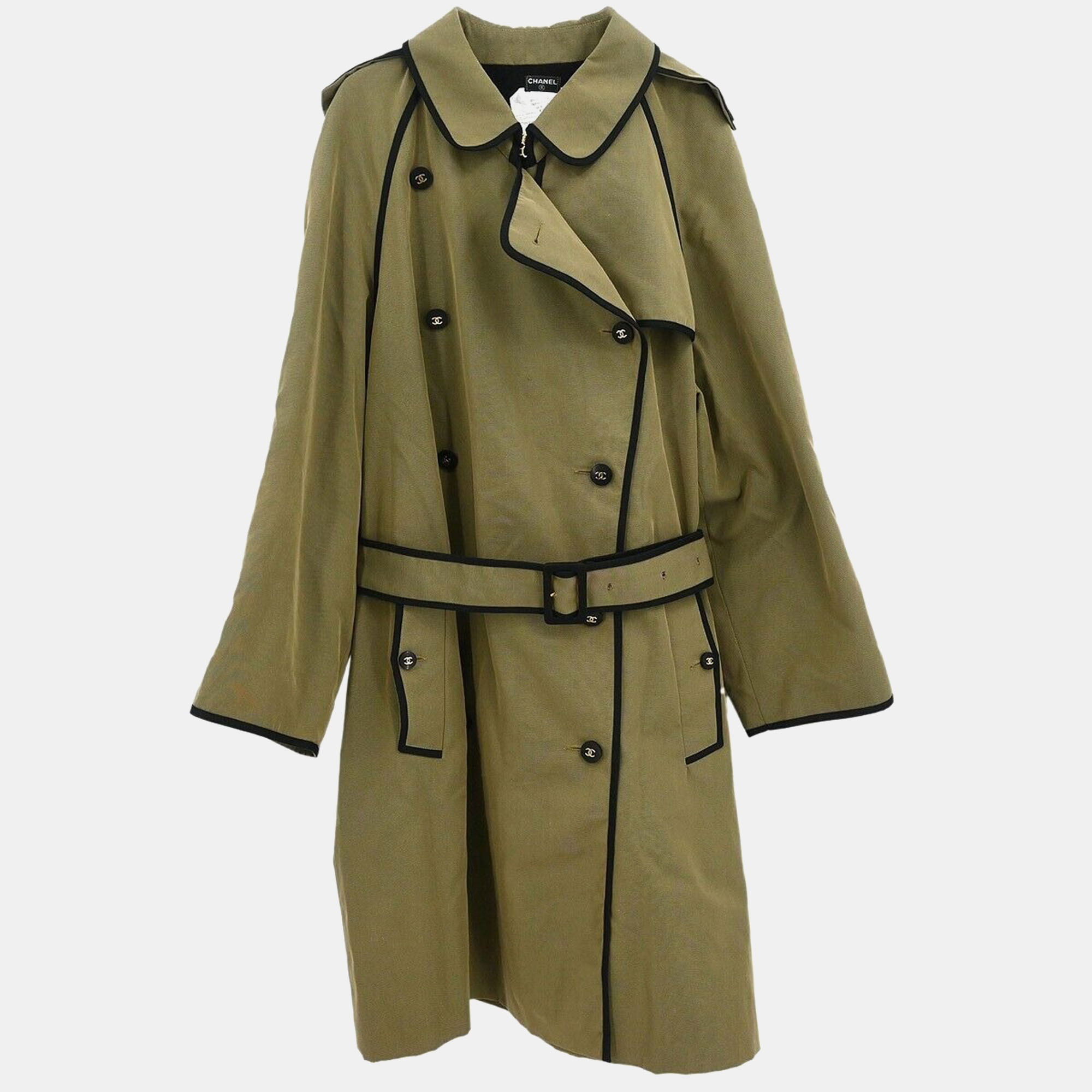 

Chanel Trench Coat Khaki 04504 #40, Green