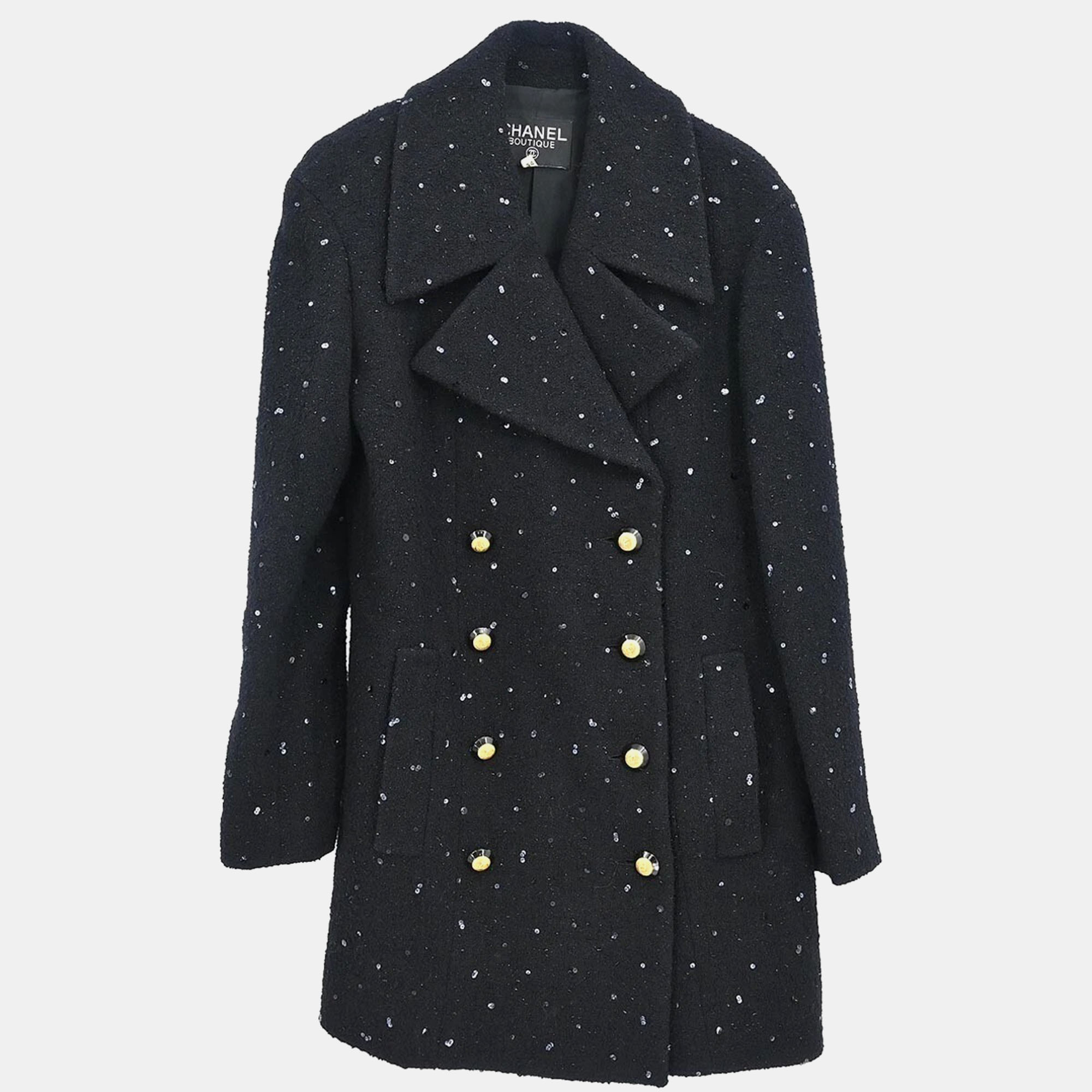 

Chanel Double Breasted Jacket Black #34